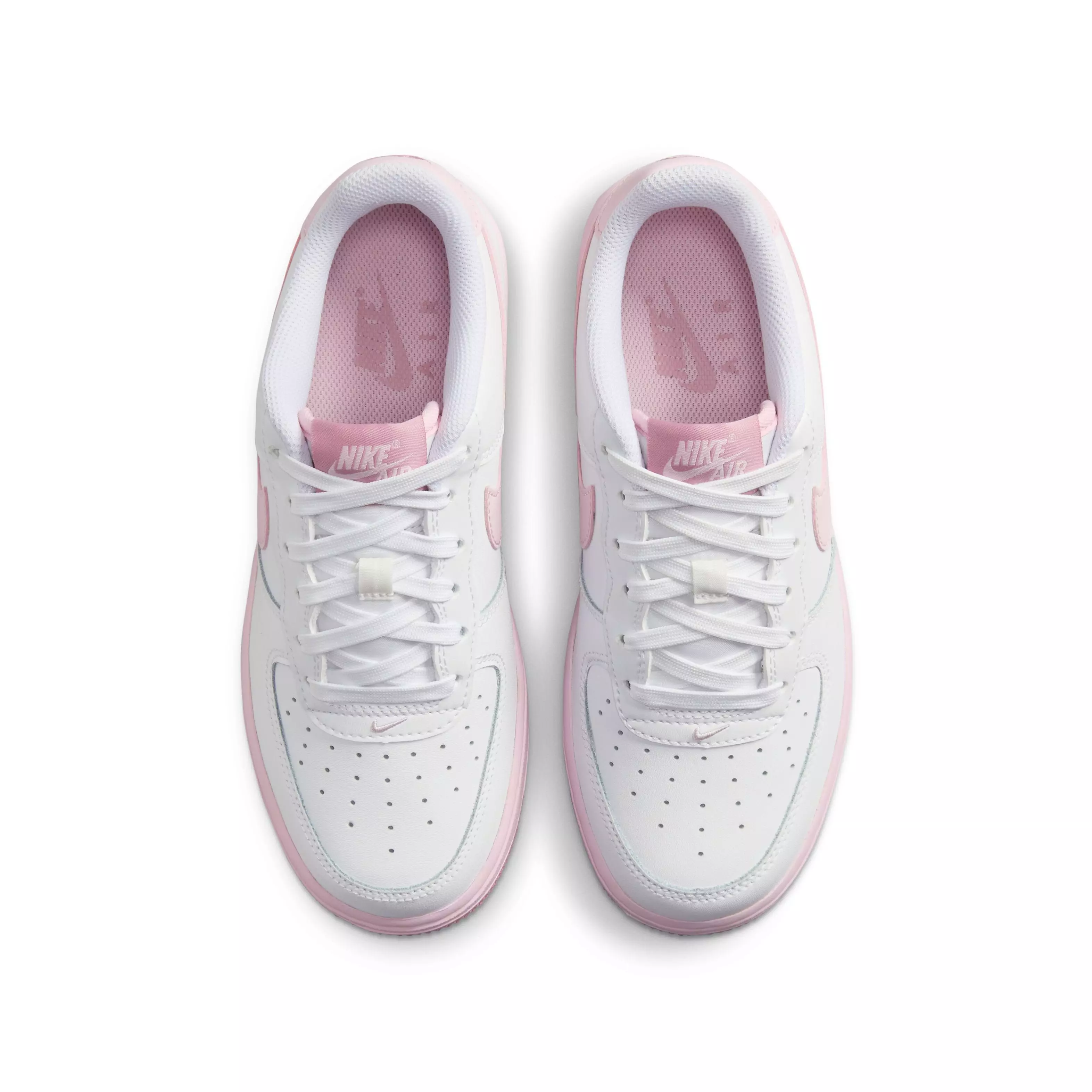 Nike Air Force 1 "White/Elemental Pink/Medium Soft Pink/Pink Foam" Grade School Girls' Shoe - WHITE/PINK/MD PINK/PINK