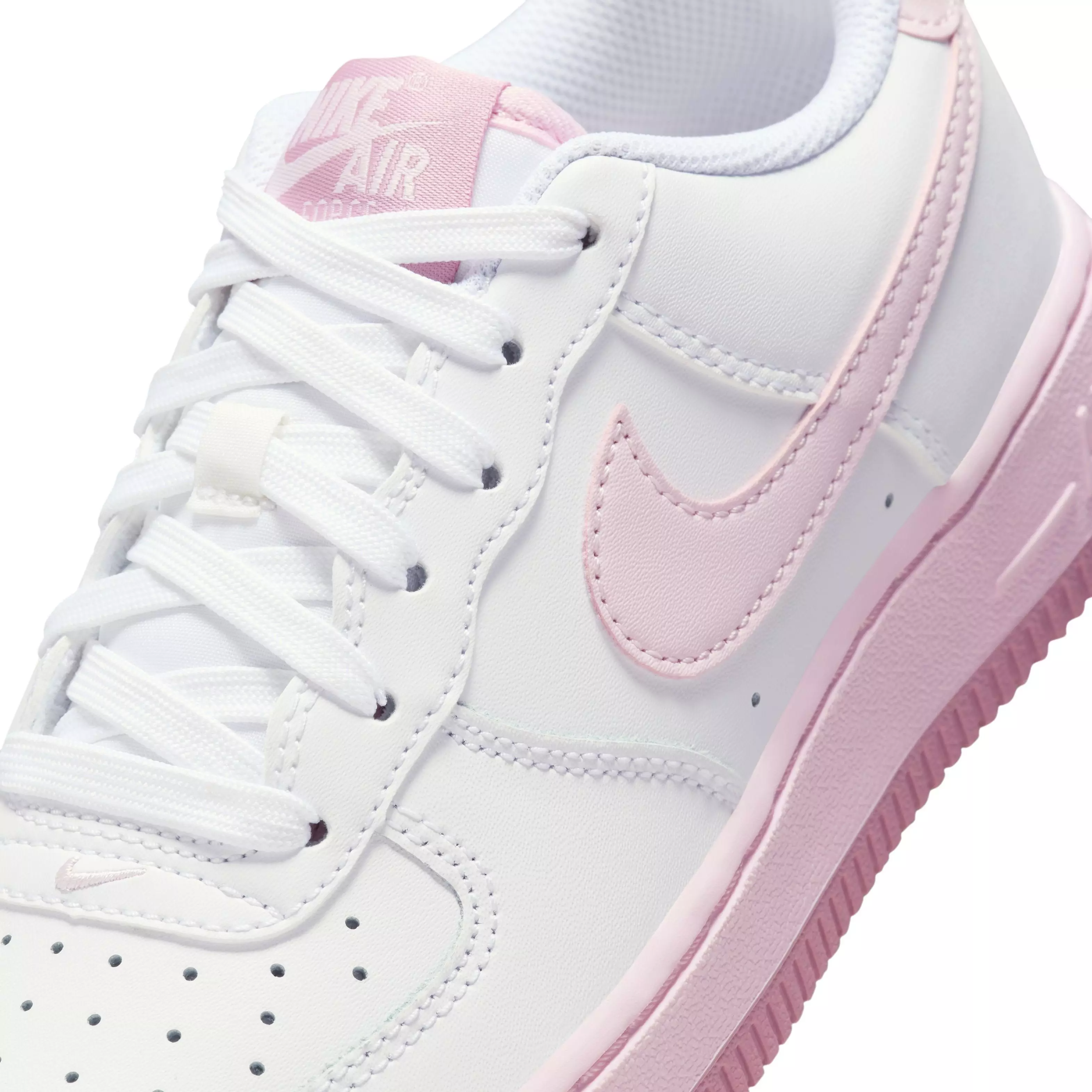 Nike Air Force 1 "White/Elemental Pink/Medium Soft Pink/Pink Foam" Grade School Girls' Shoe - WHITE/PINK/MD PINK/PINK