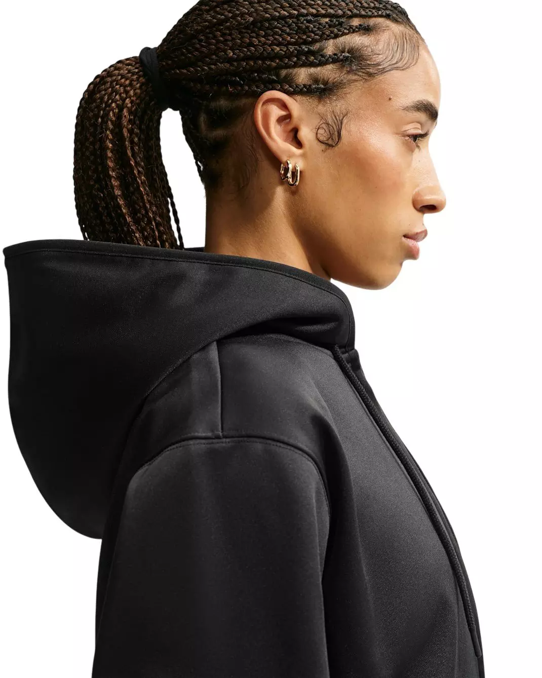 Nike Women's Studio Fleece Sport Therma-FIT Full-Zip Hooded Jacket - Black - BLACK