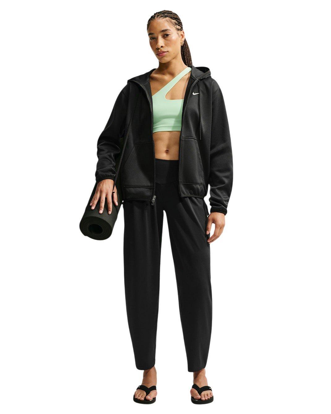 Nike Women's Studio Fleece Sport Therma-FIT Full-Zip Hooded Jacket - Black - BLACK Thumbnail View 5