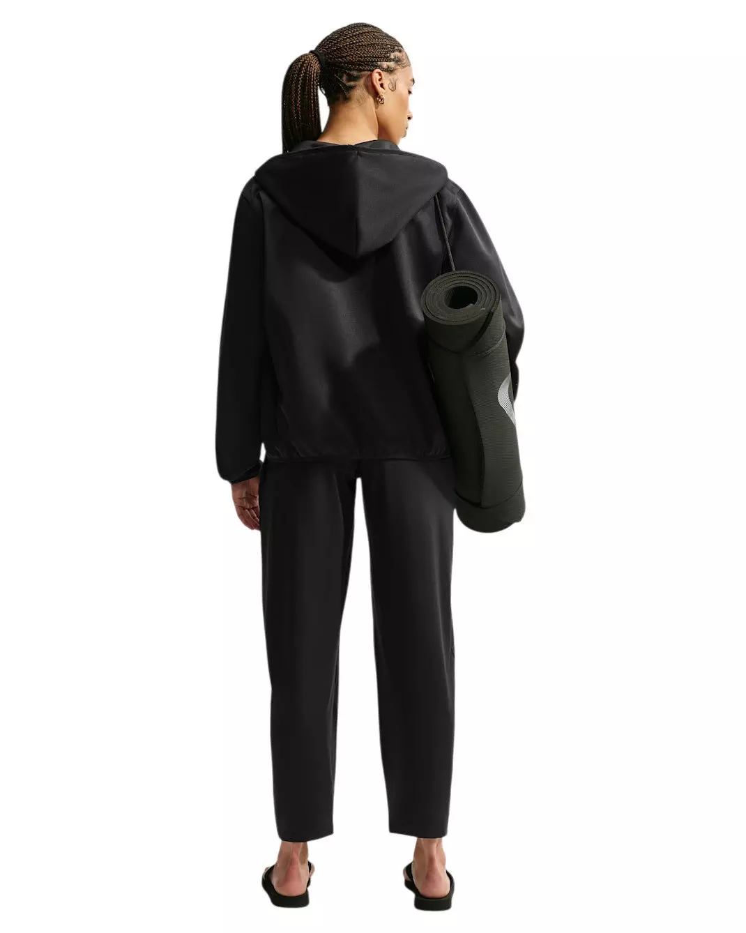 Nike Women's Studio Fleece Sport Therma-FIT Full-Zip Hooded Jacket - Black - BLACK