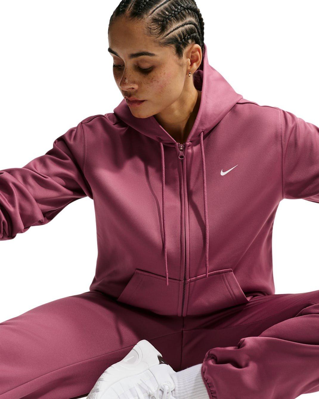 Nike Women's Studio Fleece Sport Therma-FIT Full-Zip Hooded Jacket - Pink - PINK Thumbnail View 3