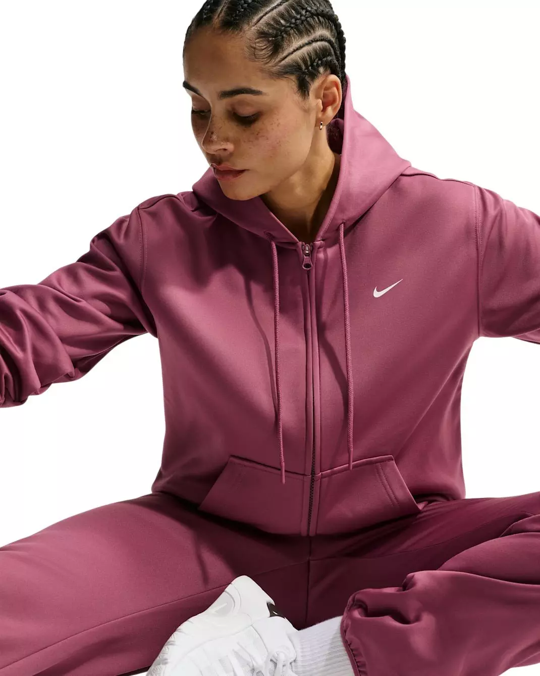 Nike Women's Studio Fleece Sport Therma-FIT Full-Zip Hooded Jacket - Pink - PINK