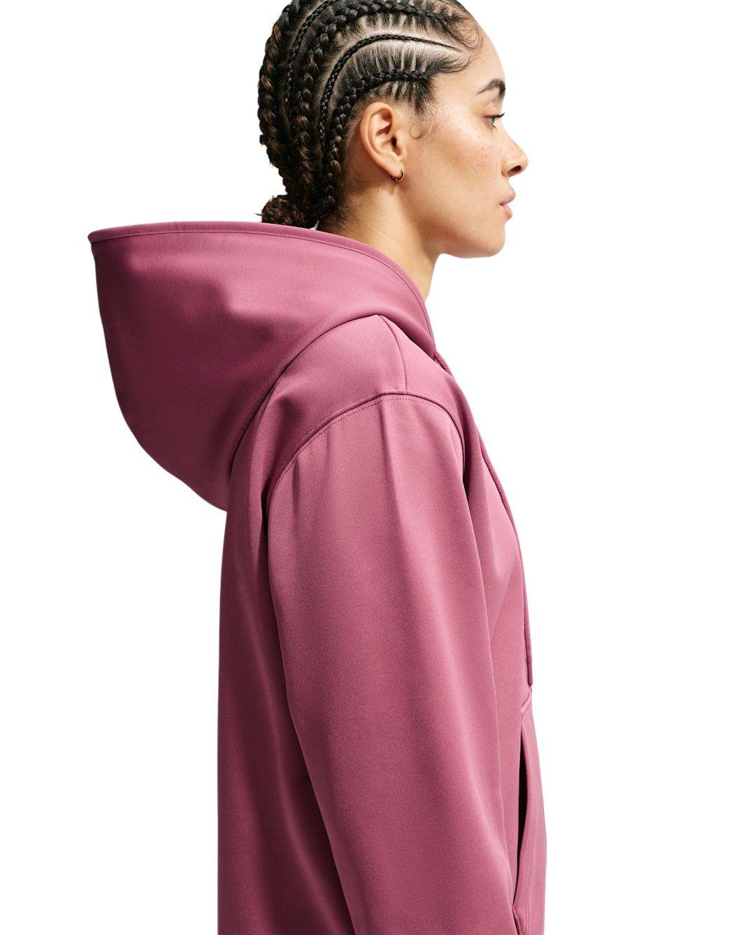 Nike Women's Studio Fleece Sport Therma-FIT Full-Zip Hooded Jacket - Pink - PINK Thumbnail View 4