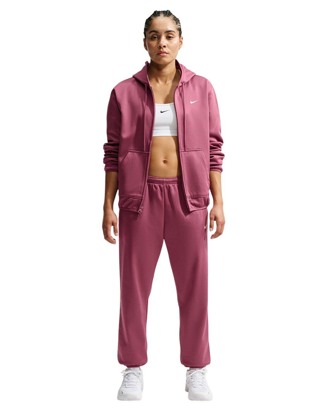 Nike Women's Studio Fleece Sport Therma-FIT Full-Zip Hooded Jacket - Pink - PINK Thumbnail View 5