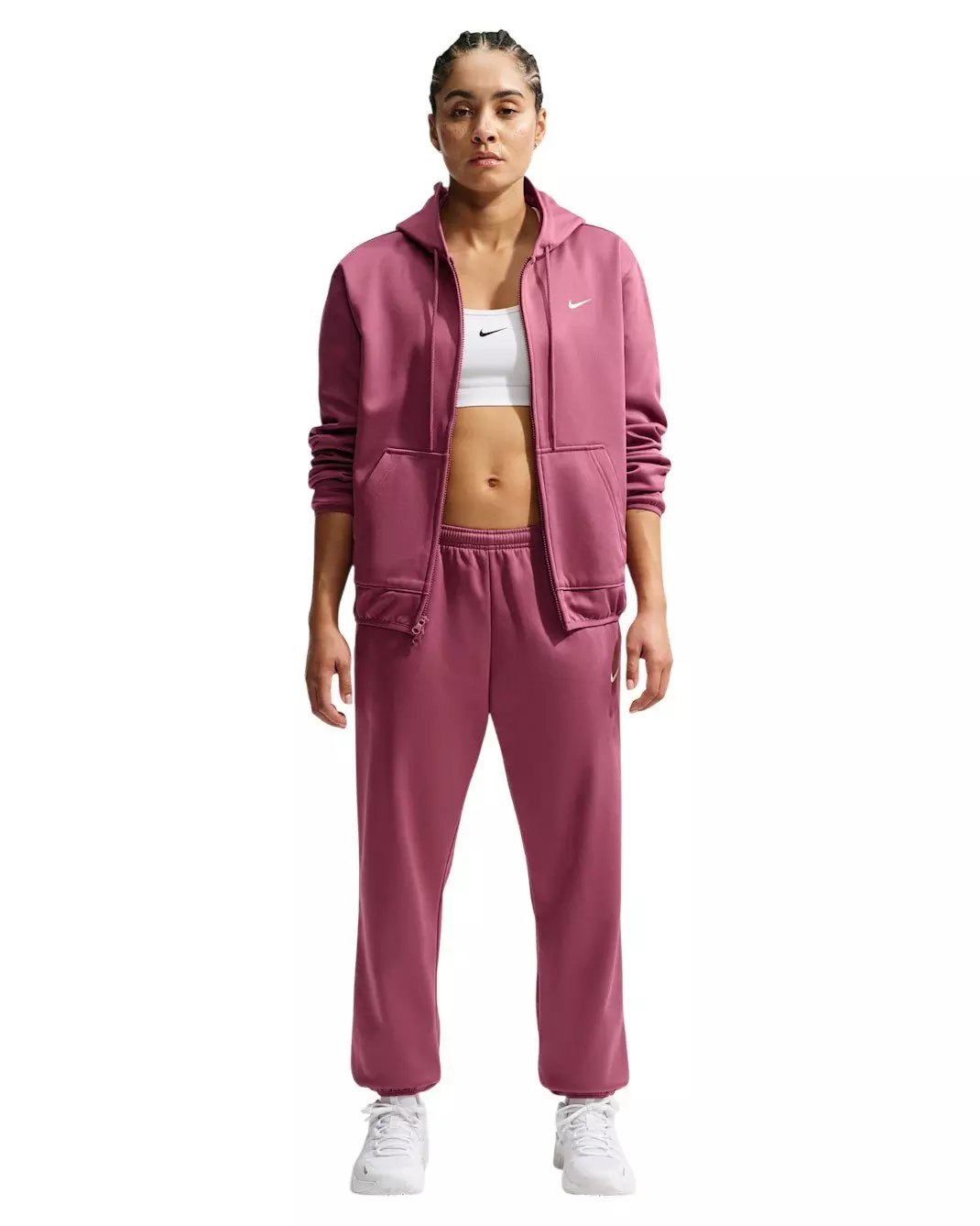 Nike Women's Studio Fleece Sport Therma-FIT Full-Zip Hooded Jacket - Pink - PINK