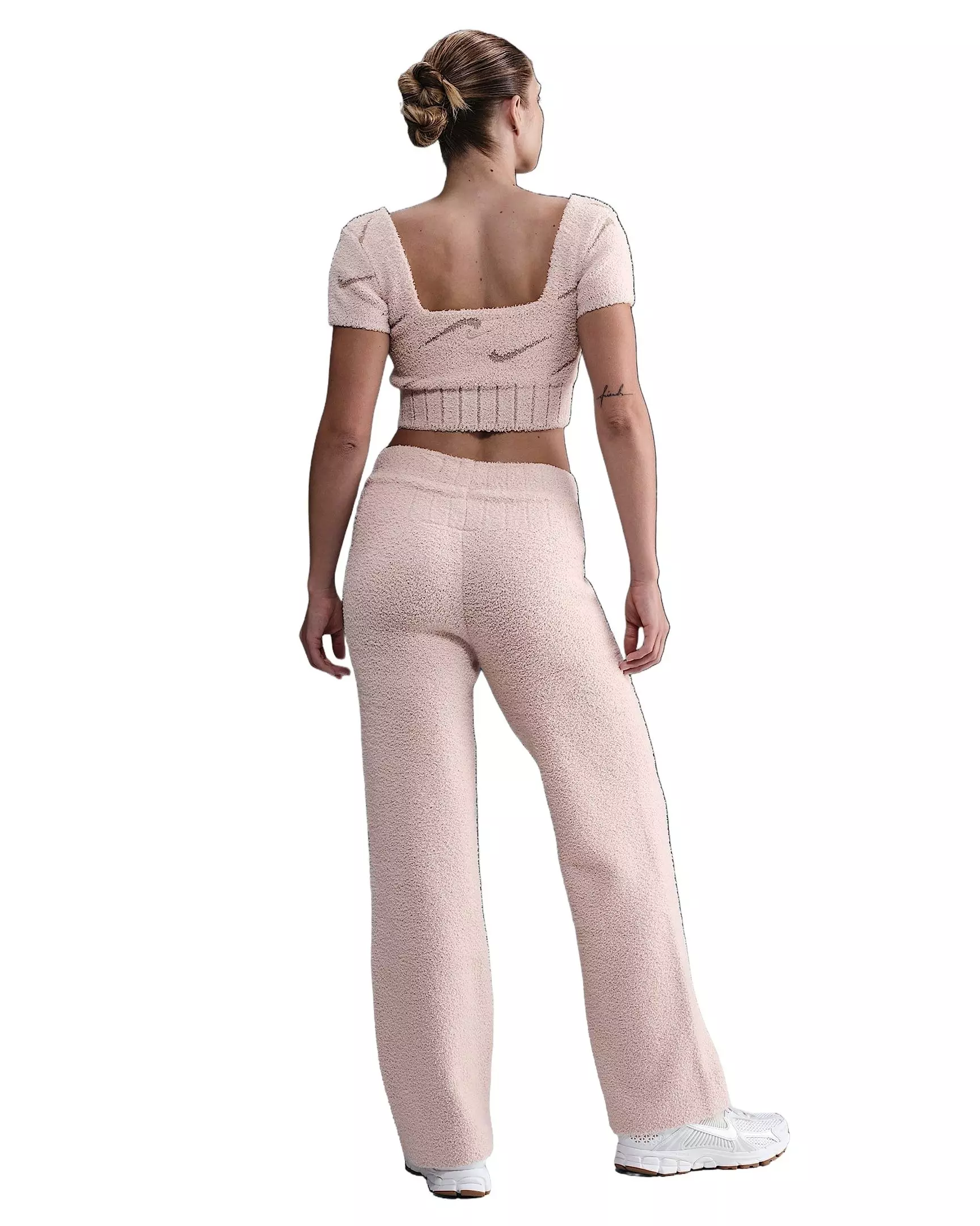 Nike Women's Sportswear Phoenix Cozy Boucle Short-Sleeve Cropped Knit Top - Lt Pink - LT PINK