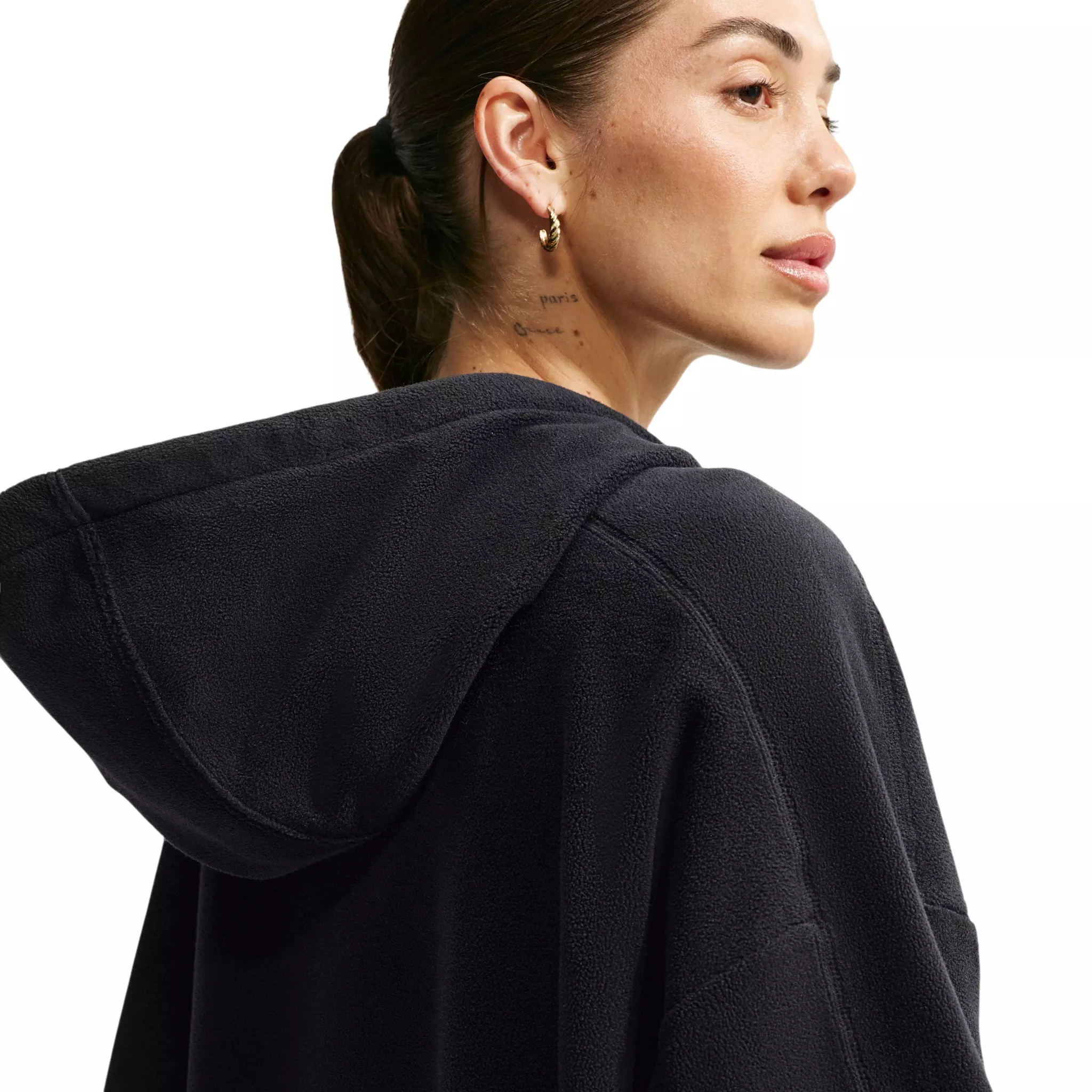 Nike Women's One Therma-FIT Oversized Pullover Hoodie - Black - BLACK