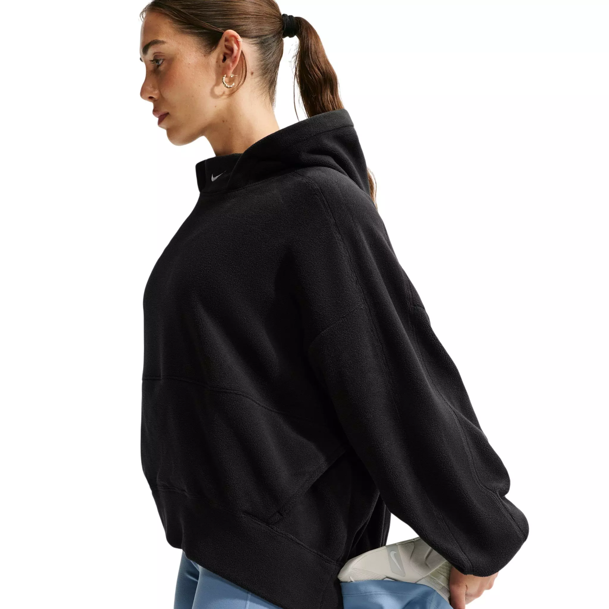 Nike Women's One Therma-FIT Oversized Pullover Hoodie - Black - BLACK