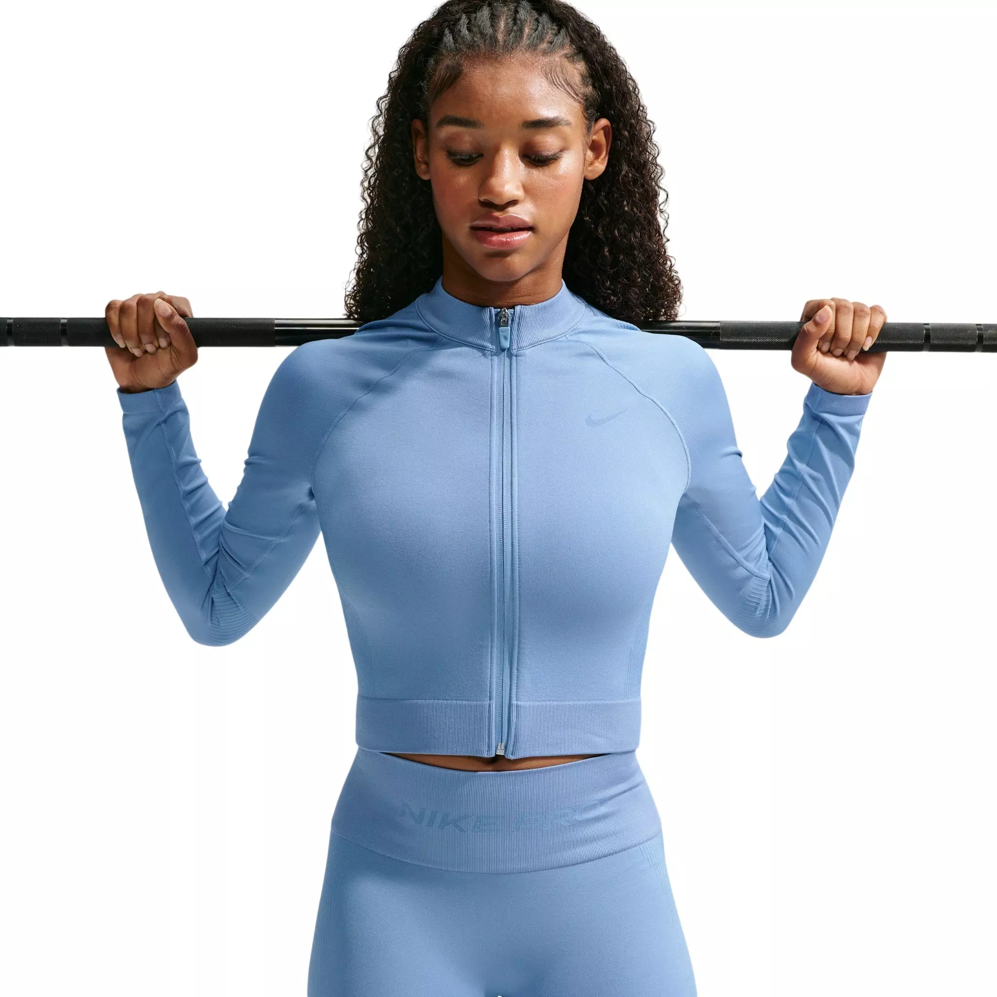 Nike Women's Pro Seamless Full-Zip Training Top - Blue - BLUE