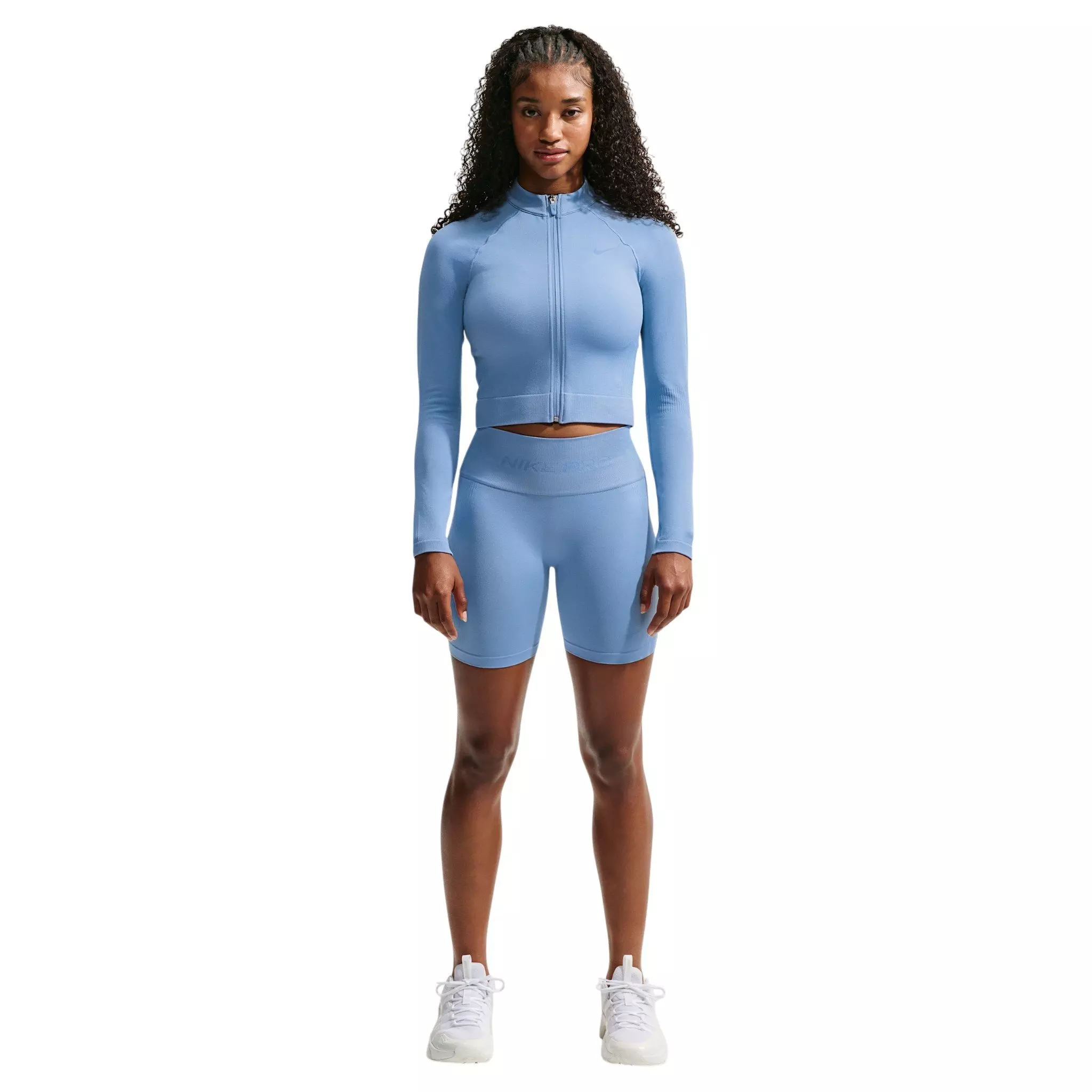 Nike Women's Pro Seamless Full-Zip Training Top - Blue - BLUE