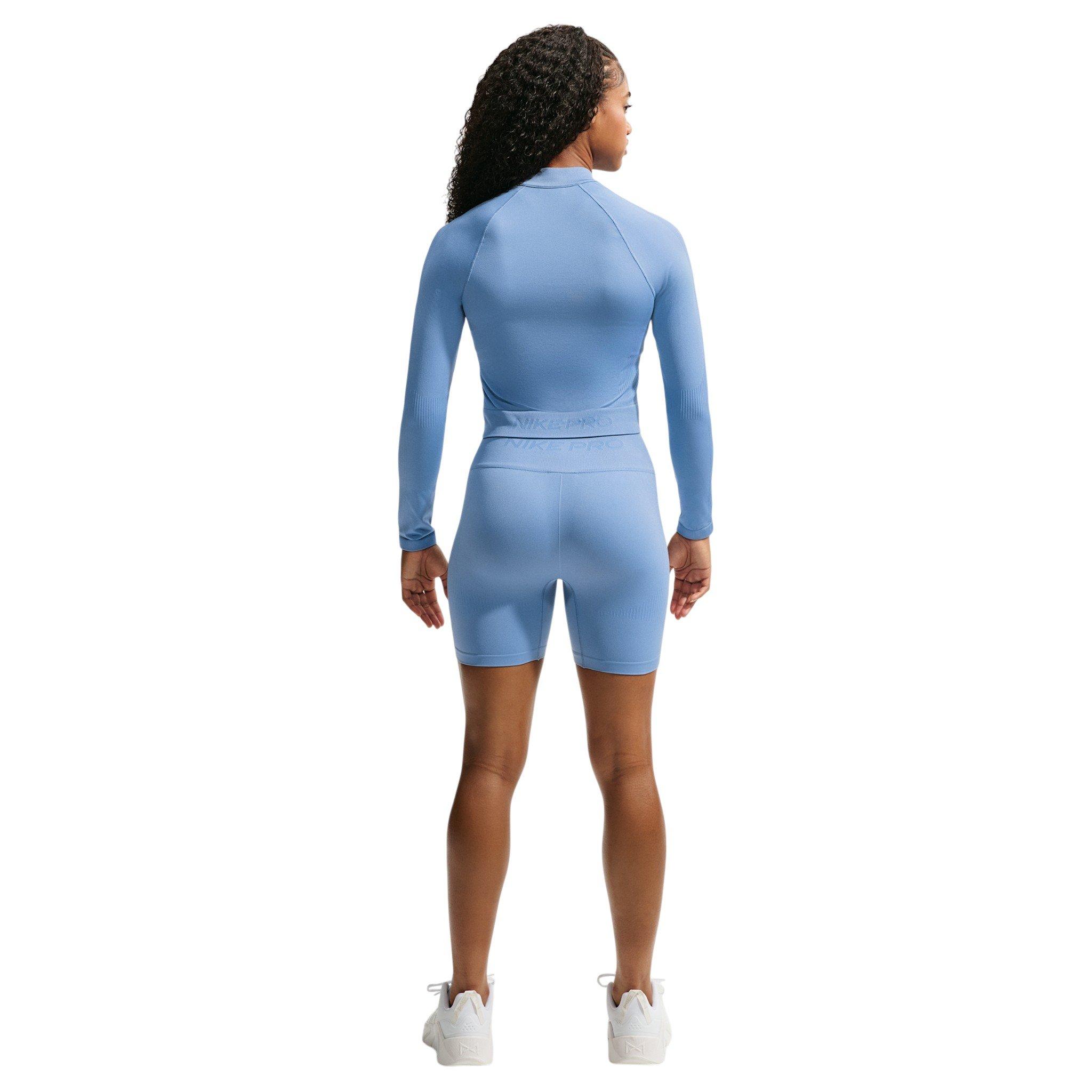 Nike Women's Pro Seamless Full-Zip Training Top - Blue - BLUE Thumbnail View 5