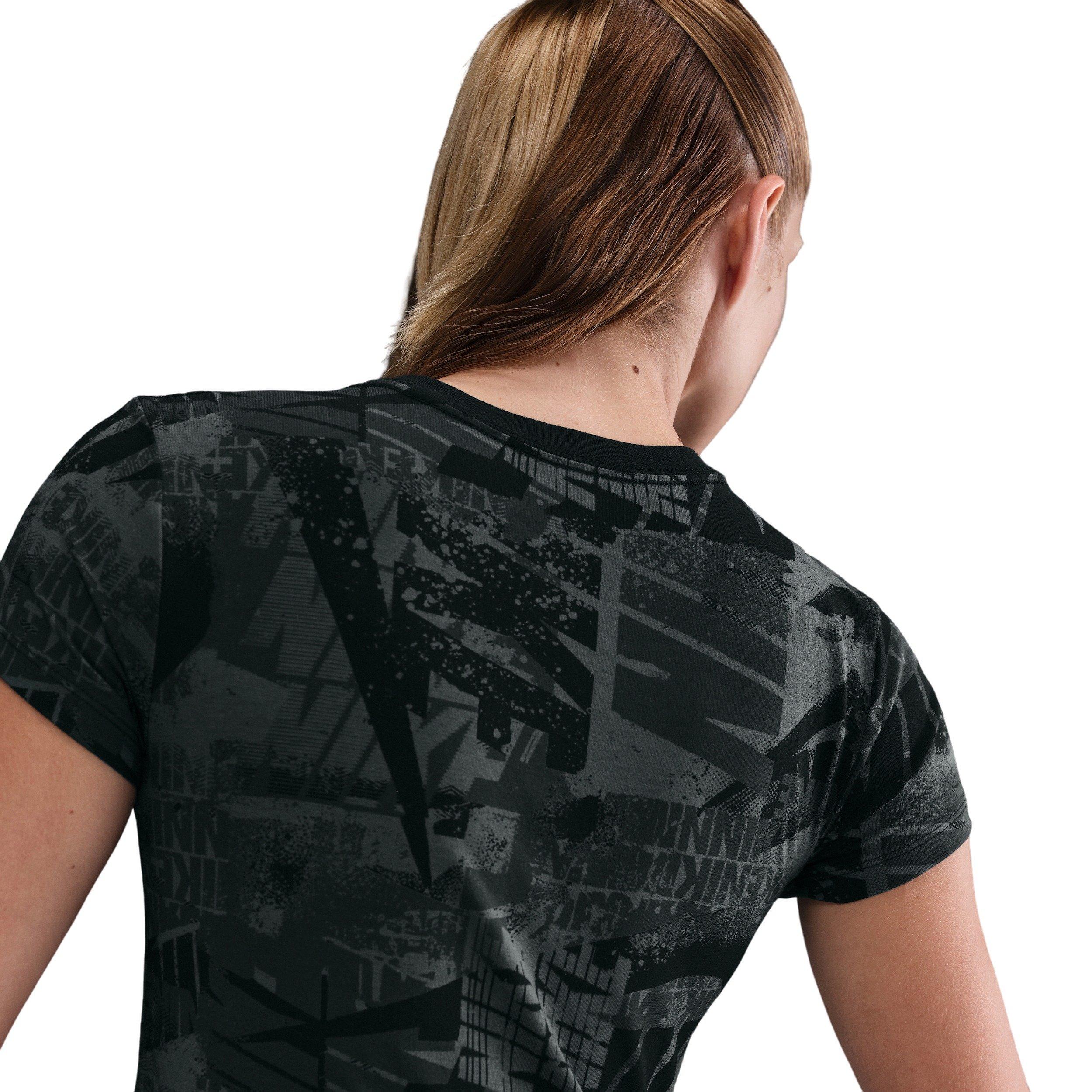 Nike Women's Sportswear Short-Sleeve Street AOP T-Shirt -Black - BLACK Thumbnail View 2