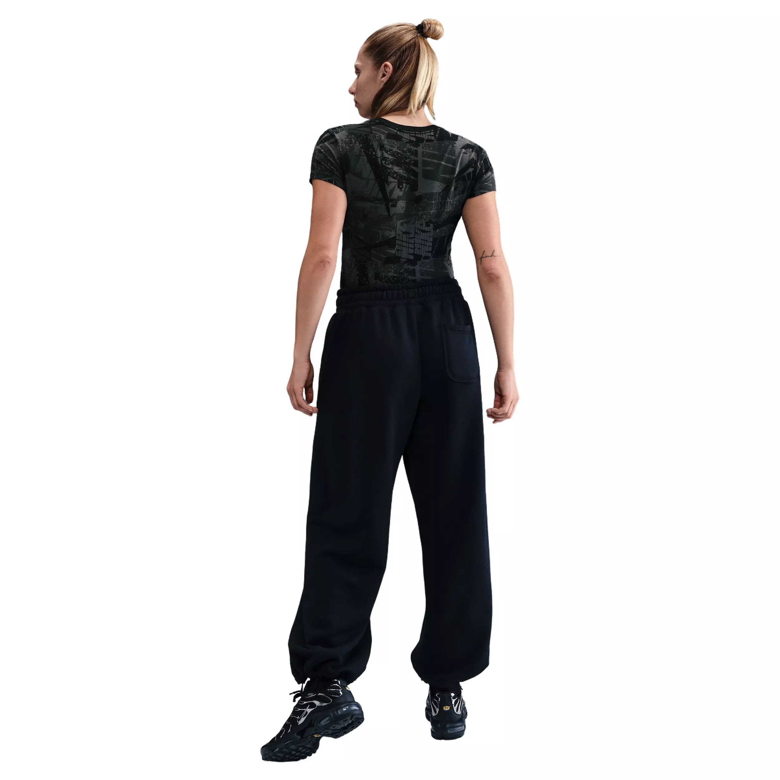 Nike Women's Sportswear Short-Sleeve Street AOP T-Shirt -Black - BLACK