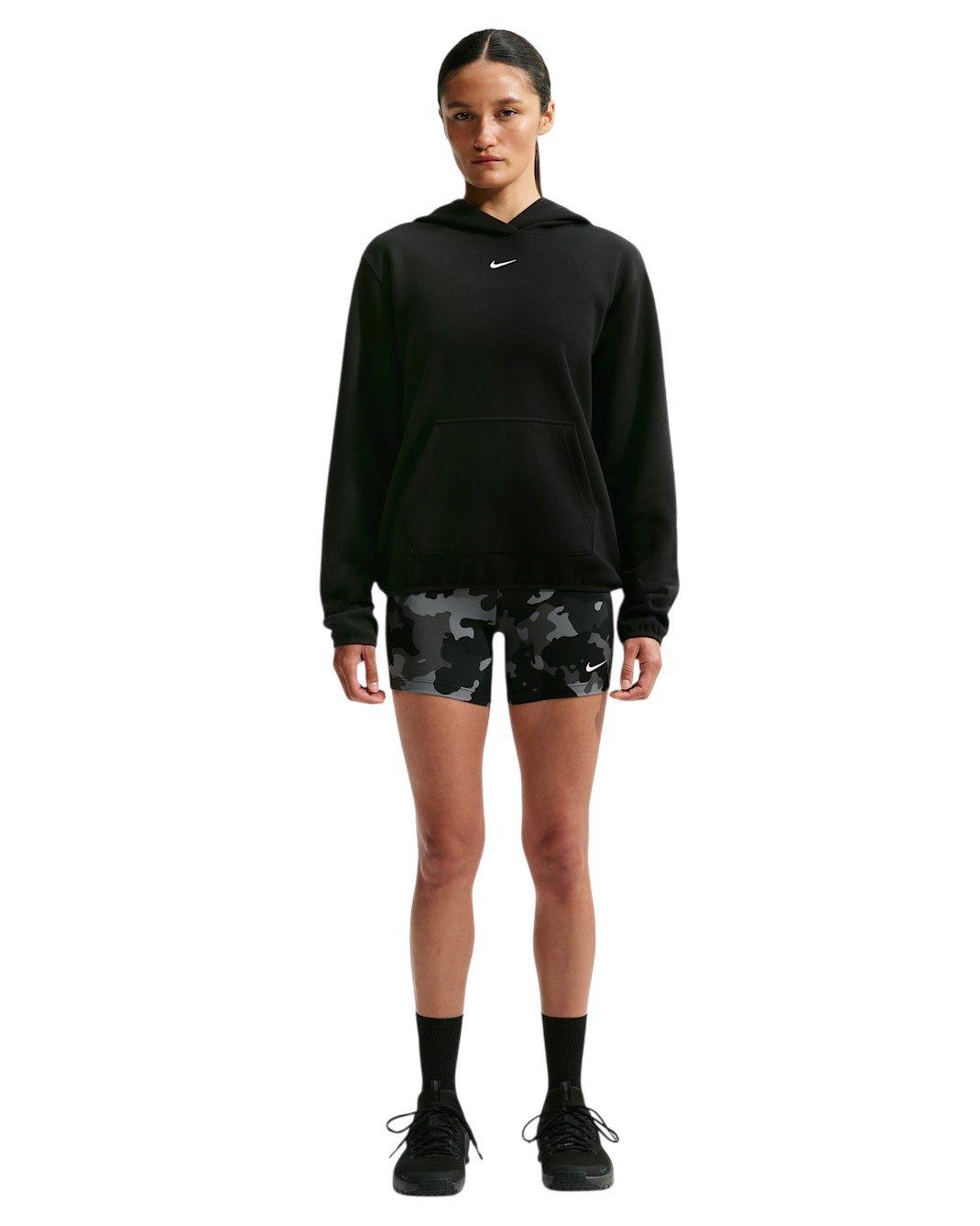 Nike Women's Studio Fleece Sport Dri-FIT Pullover Hoodie - Black/White - BLACK/WHITE Thumbnail View 4