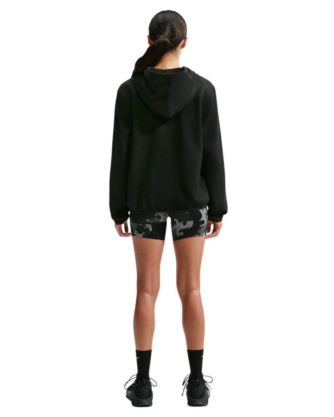 Nike Women's Studio Fleece Sport Dri-FIT Pullover Hoodie - Black/White - BLACK/WHITE Thumbnail View 5