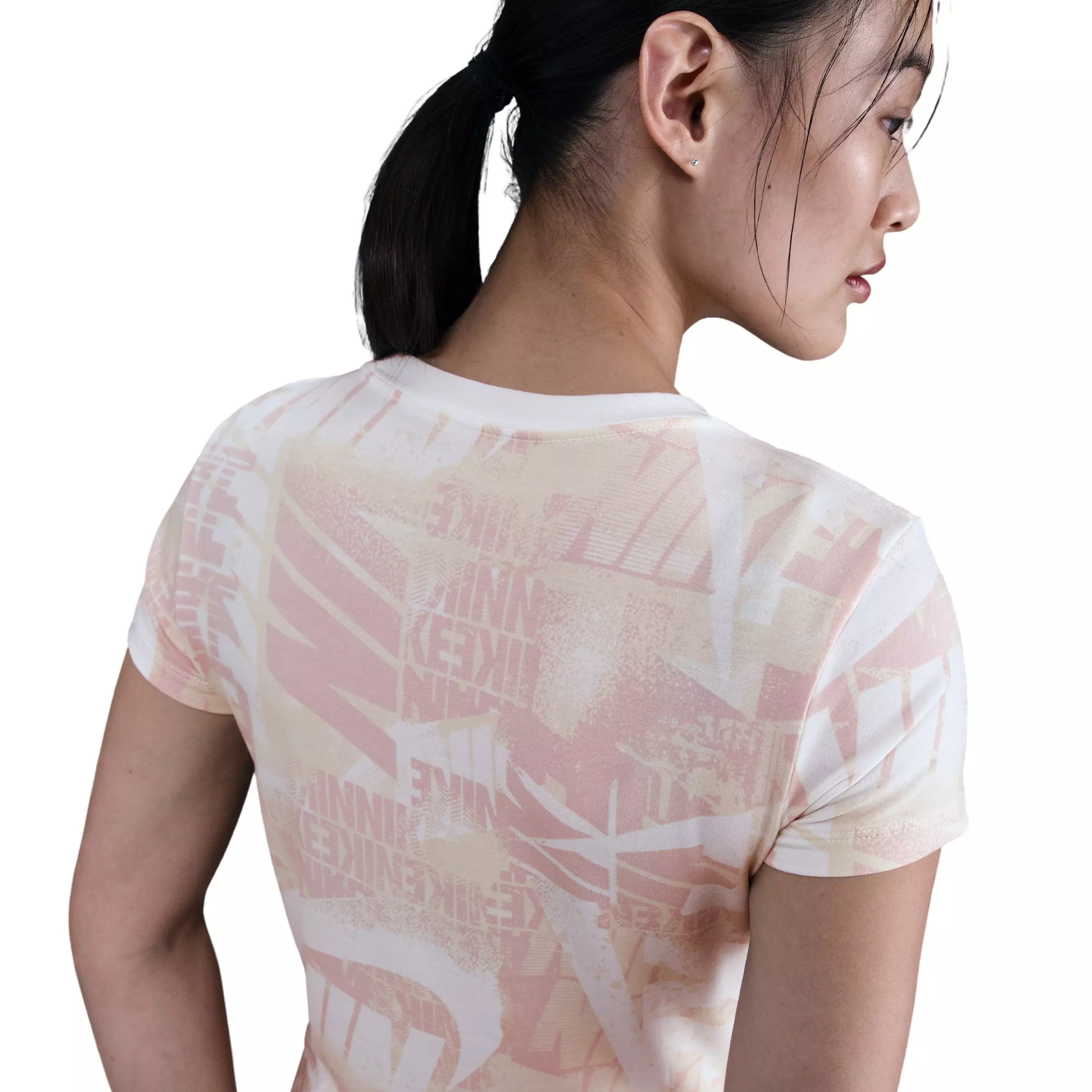 Nike Women's Sportswear Short-Sleeve Street AOP T-Shirt -White - WHITE