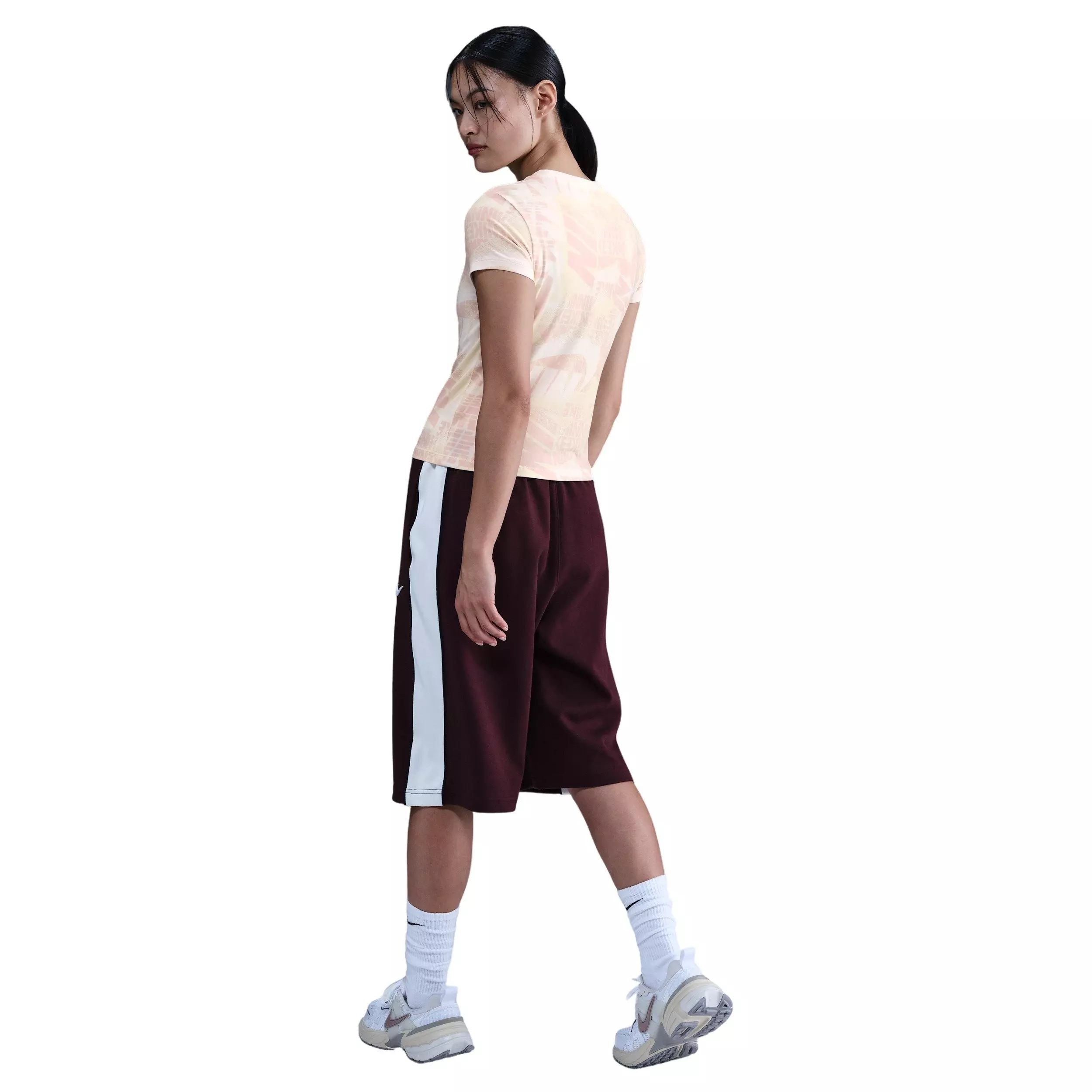 Nike Women's Sportswear Short-Sleeve Street AOP T-Shirt -White - WHITE