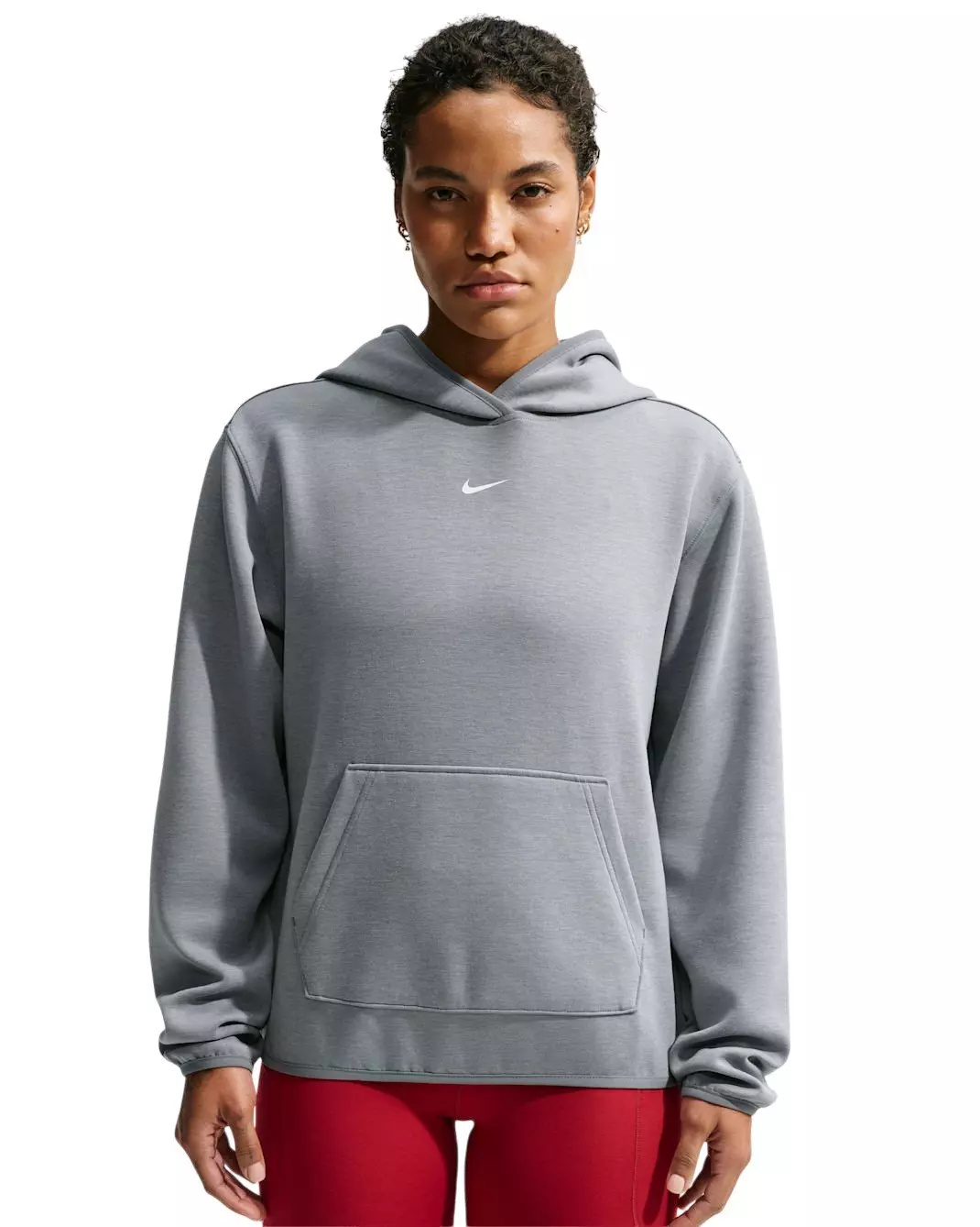 Nike Women's Studio Fleece Sport Dri-FIT Pullover Hoodie - Grey/White - GREY/WHITE