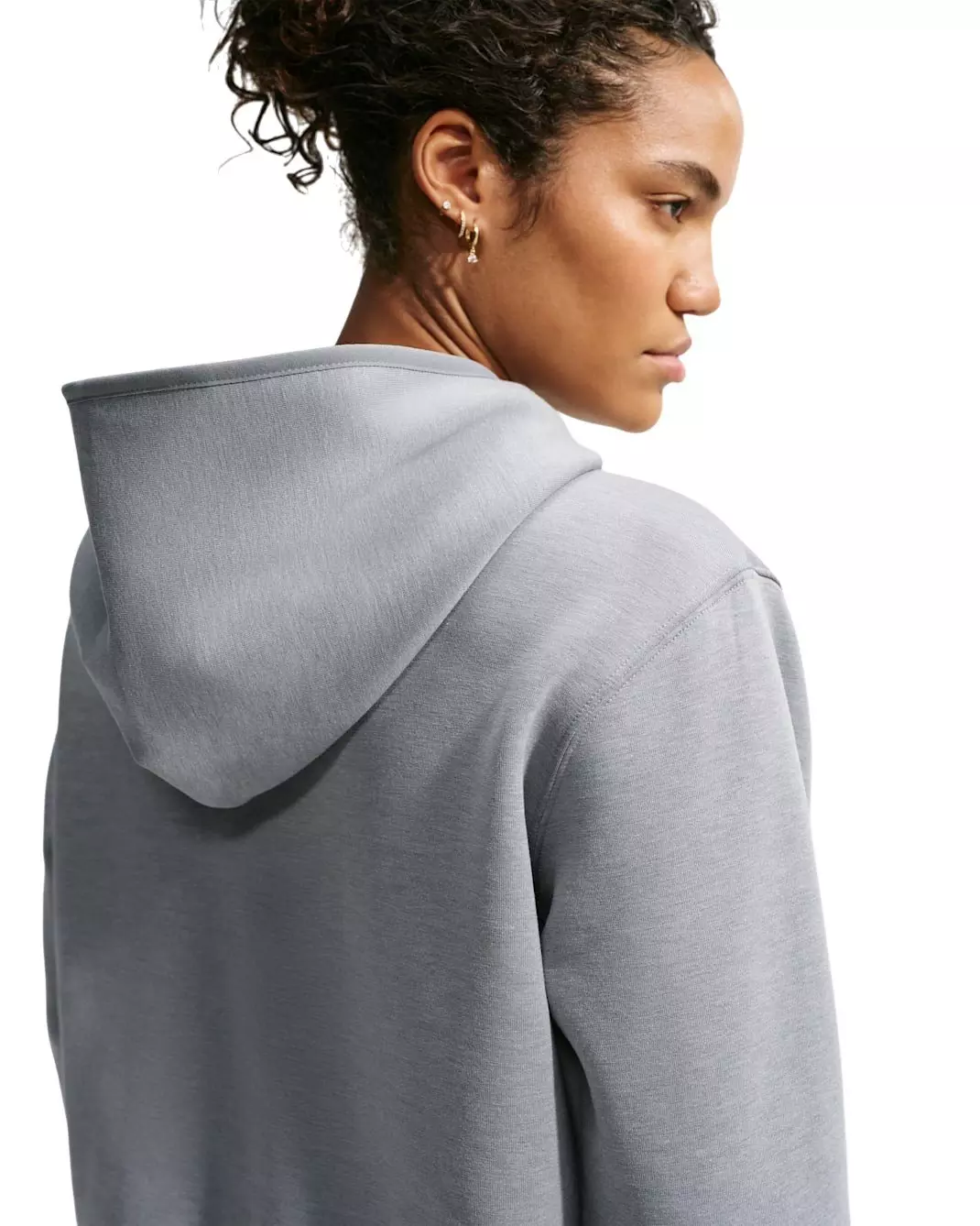 Nike Women's Studio Fleece Sport Dri-FIT Pullover Hoodie - Grey/White - GREY/WHITE
