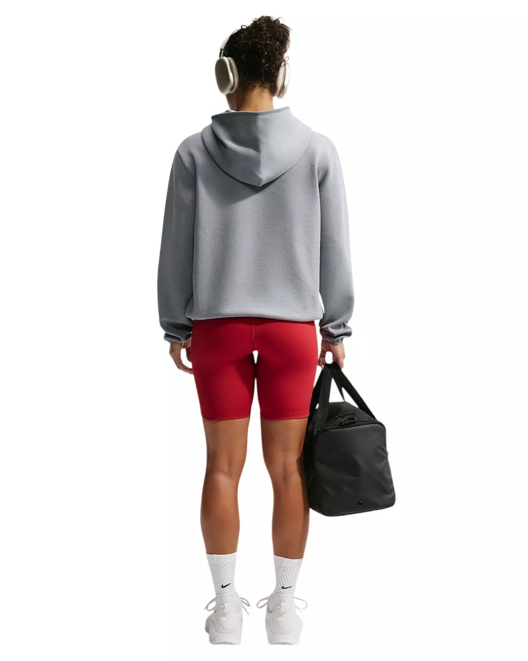 Nike Women's Studio Fleece Sport Dri-FIT Pullover Hoodie - Grey/White - GREY/WHITE