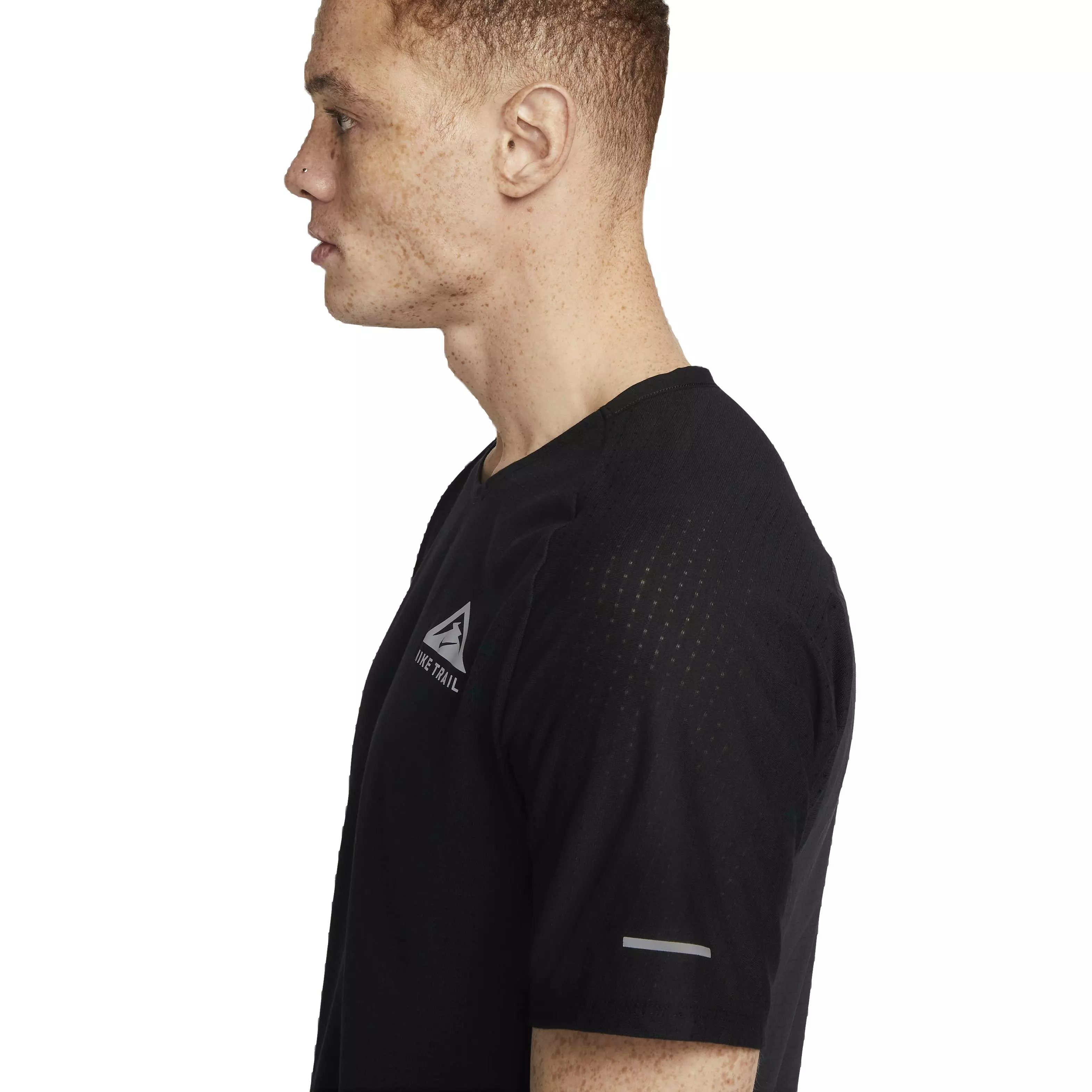Nike Men's Dri-FIT Solar Chase Short Sleeve Trail Running Top - BLACK