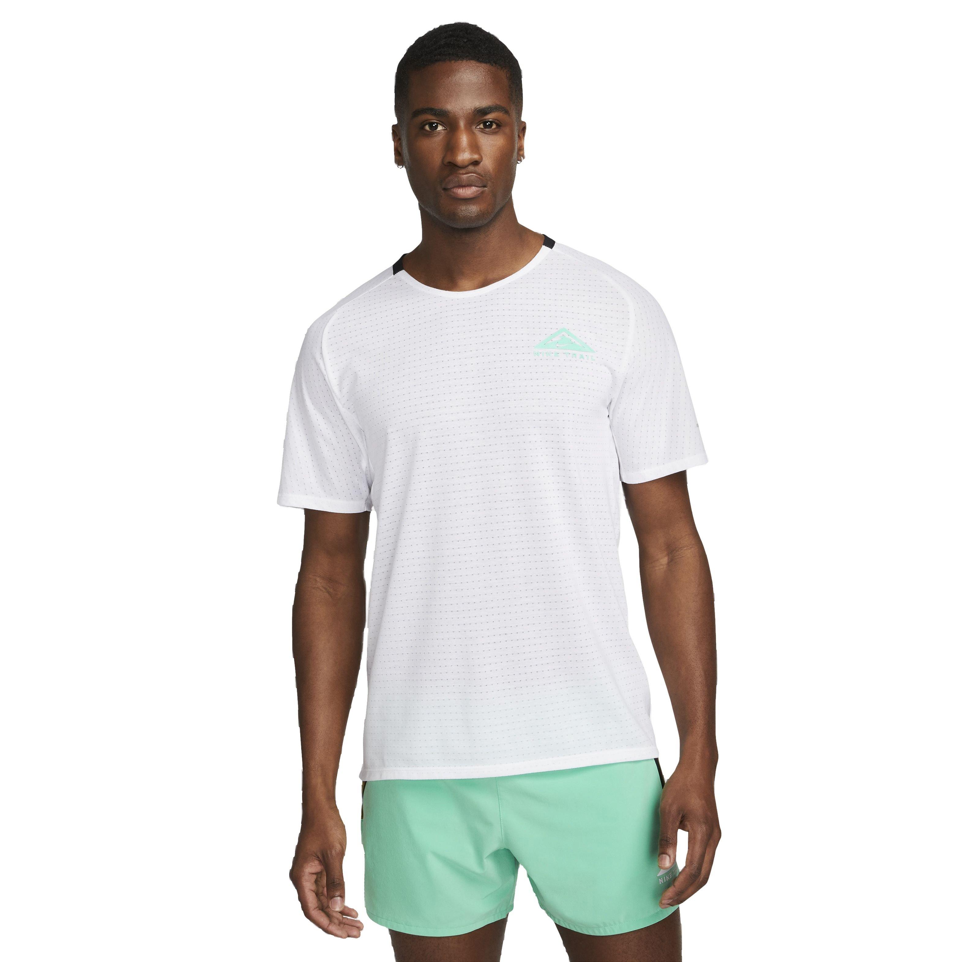 Nike Men's Dri-FIT Solar Chase Short Sleeve Trail Running Top - WHITE Thumbnail View 1