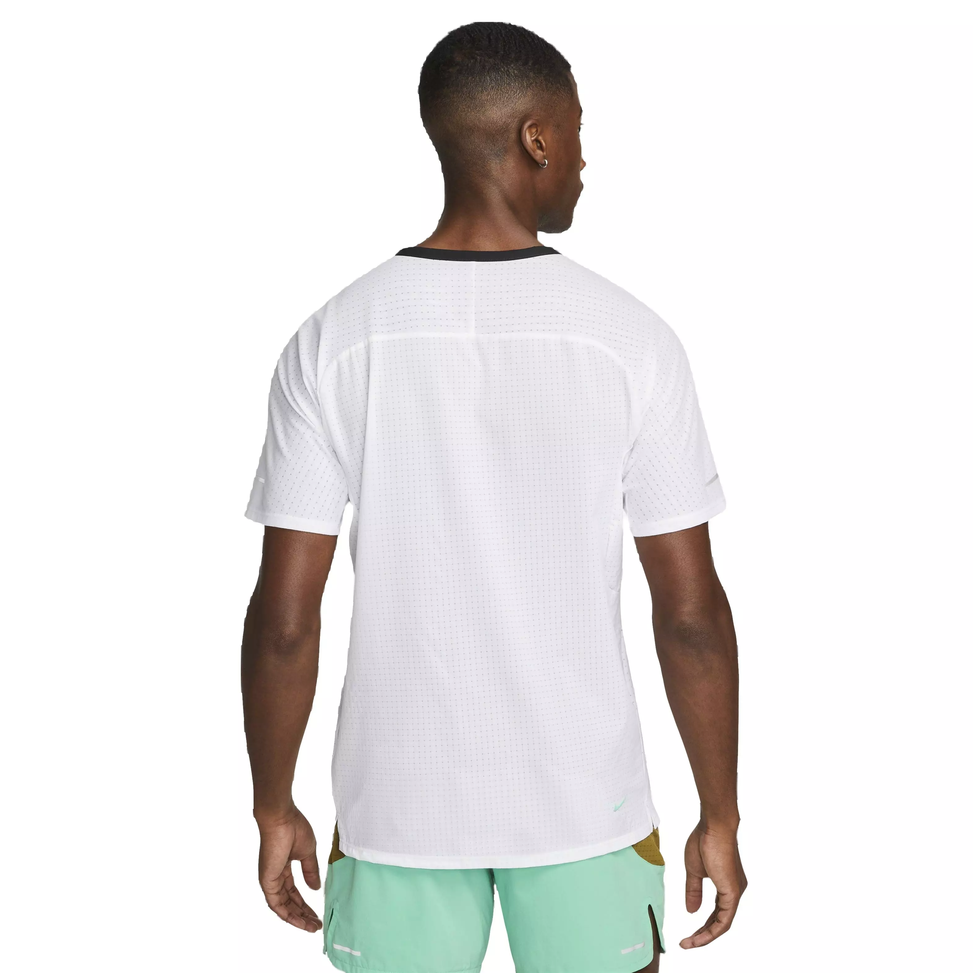 Nike Men's Dri-FIT Solar Chase Short Sleeve Trail Running Top - WHITE