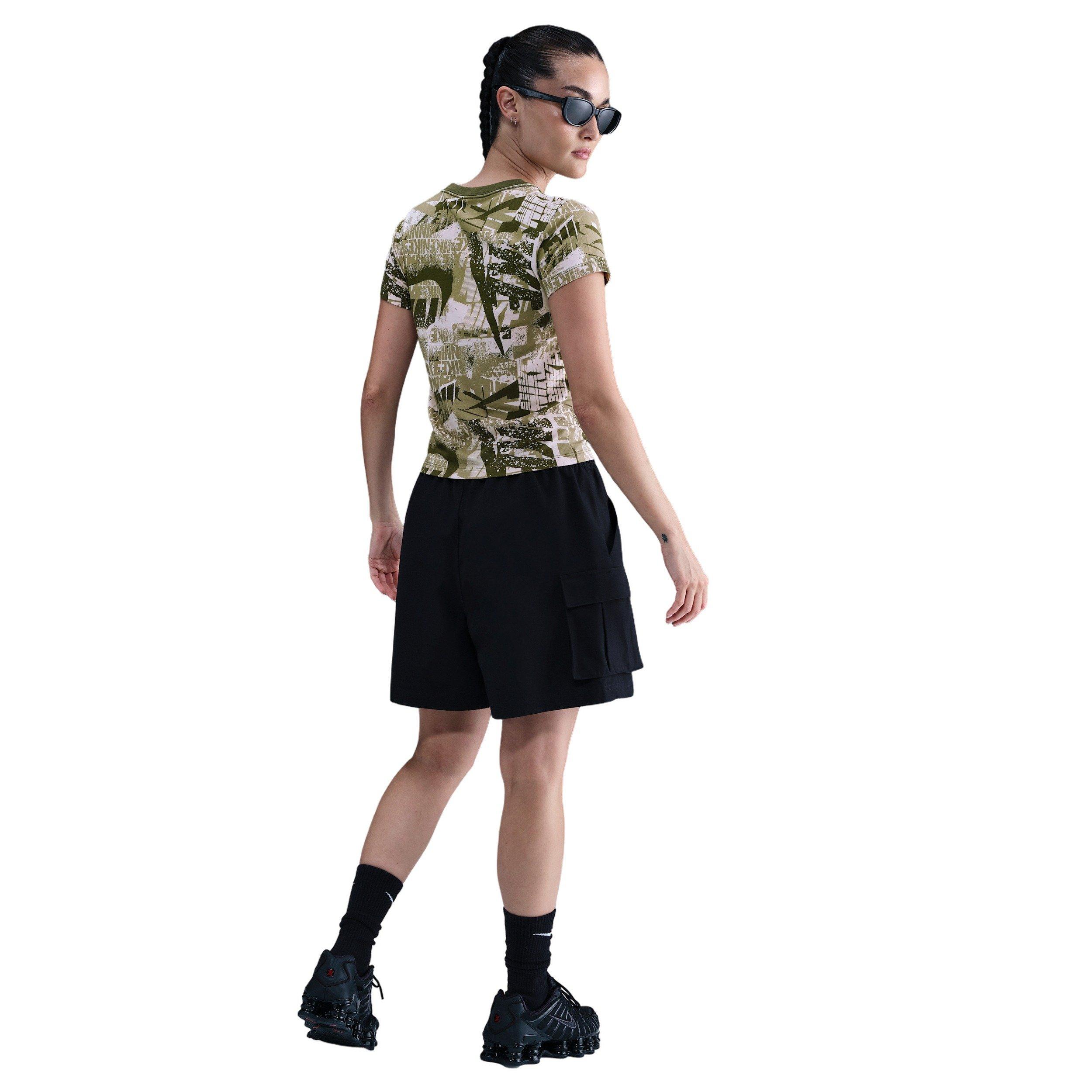 Nike Women's Sportswear Short-Sleeve Street AOP T-Shirt -Green - GREEN Thumbnail View 5