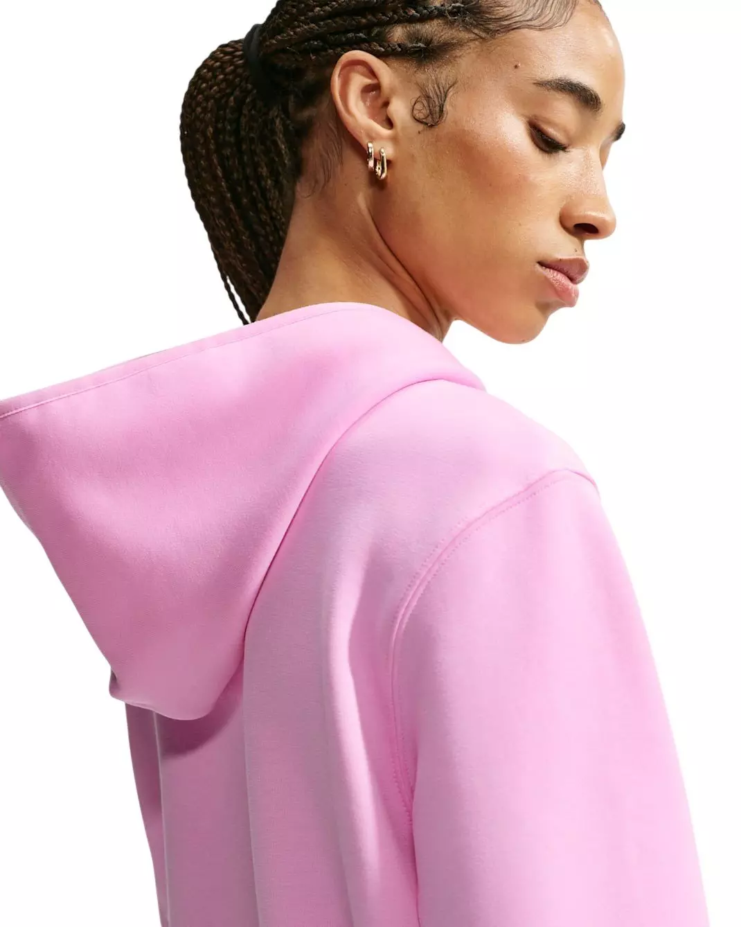 Nike Women's Studio Fleece Sport Dri-FIT Pullover Hoodie - Pink/White - PINK/WHITE