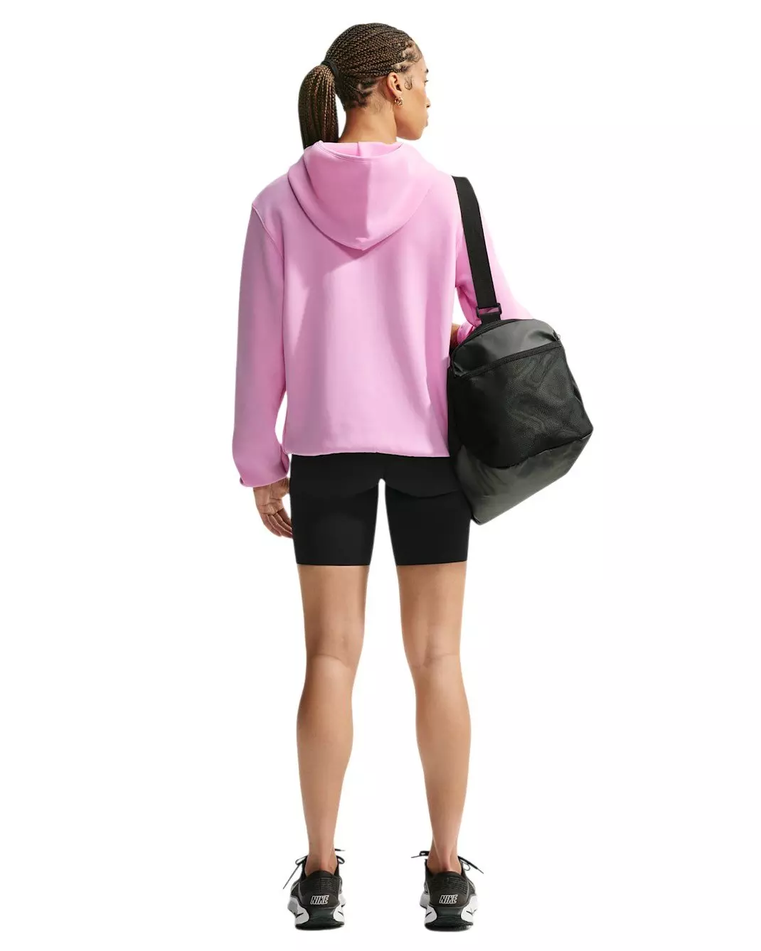 Nike Women's Studio Fleece Sport Dri-FIT Pullover Hoodie - Pink/White - PINK/WHITE