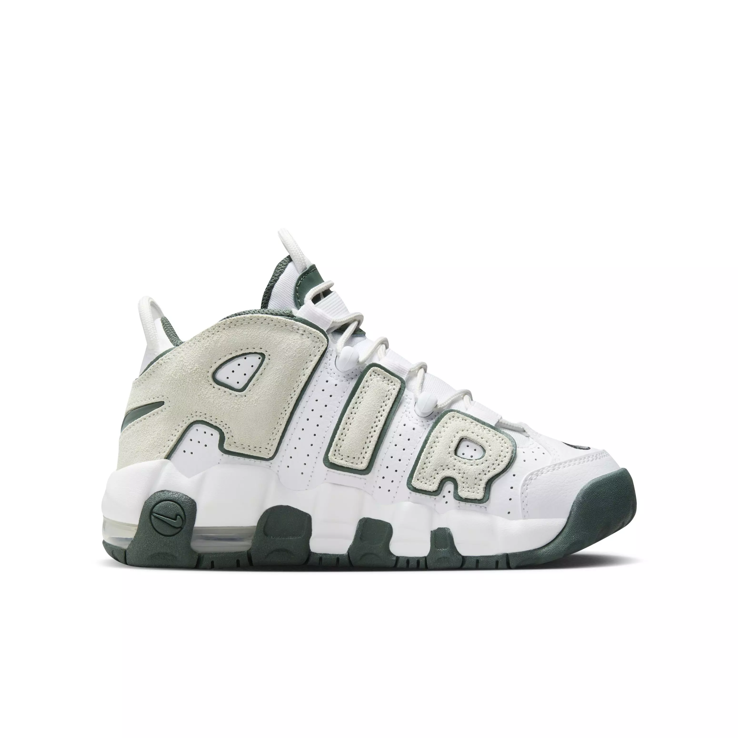 Nike Air More Uptempo "White/Vintage Green/Summit White/Sea Glass" Grade School Boys' Shoe - WHITE/GREEN/WHITE/SEA GLASS