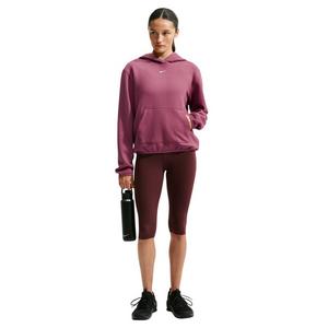Nike Women's Studio Fleece Sport Dri-FIT Pullover Hoodie - Dark Pink/White