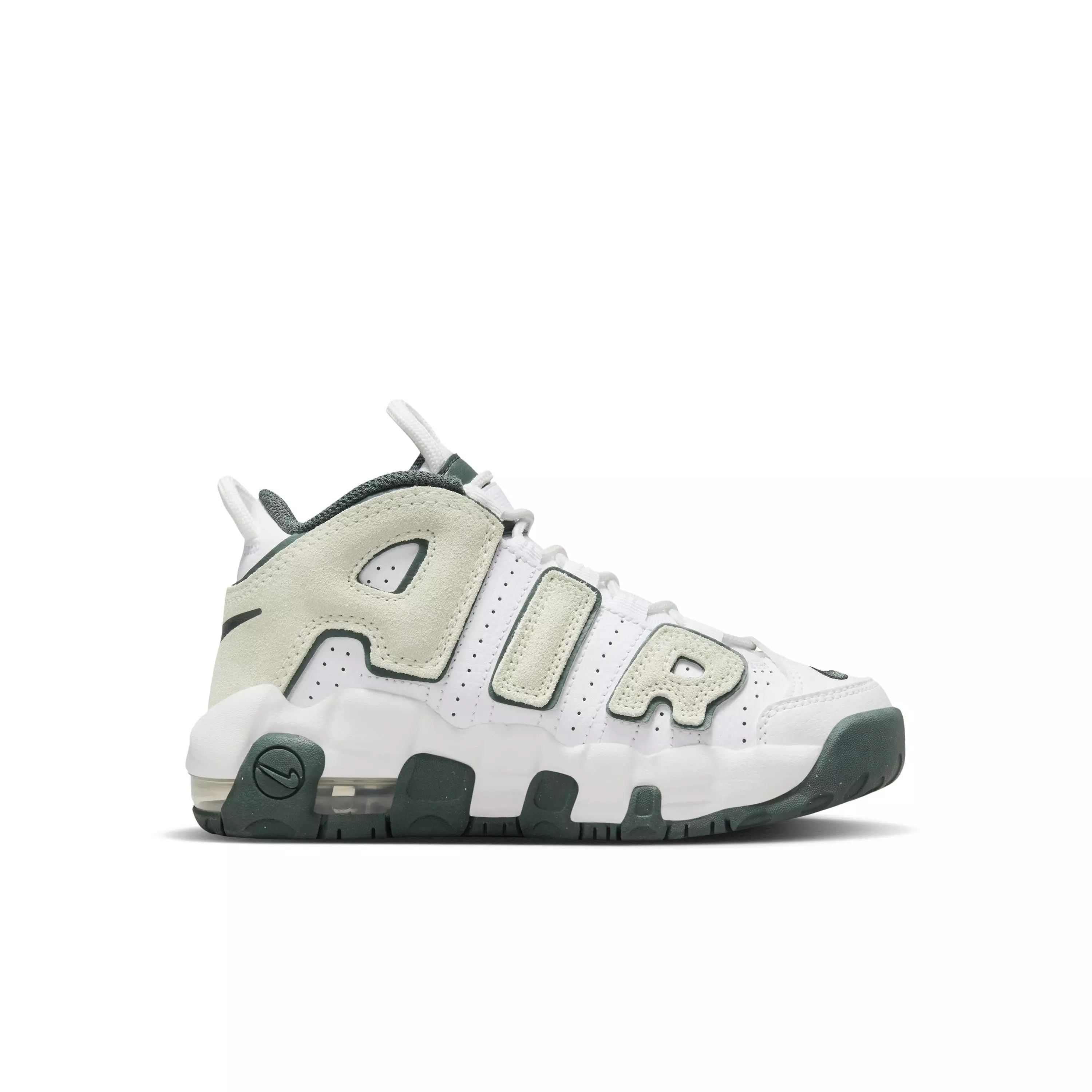 Nike Air More Uptempo "White/Vintage Green/Summit White/Sea Glass" Preschool Boys' Shoe - WHITE/GREEN/WHITE/SEA GLASS