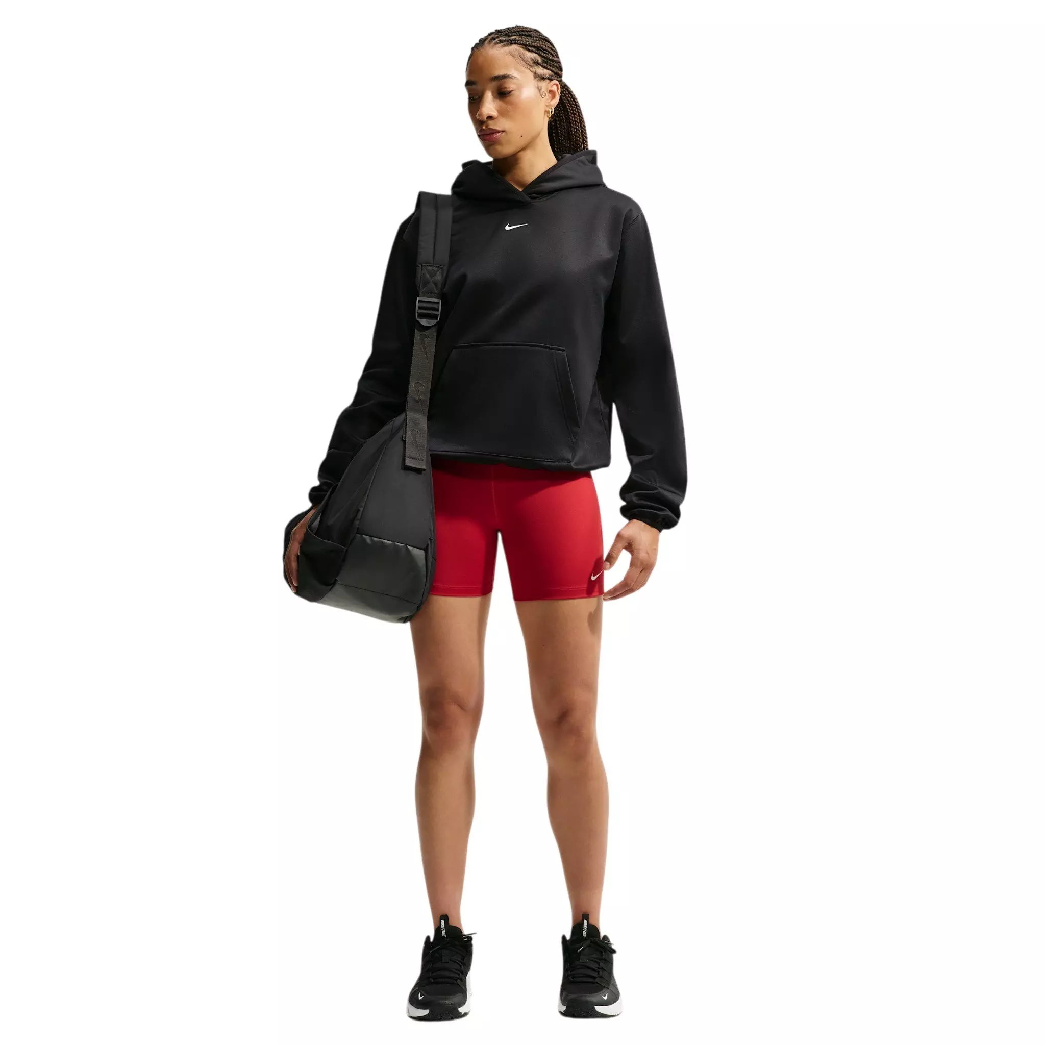 Nike Women's Studio Fleece Sport Therma-FIT Pullover Hoodie - Black - BLACK
