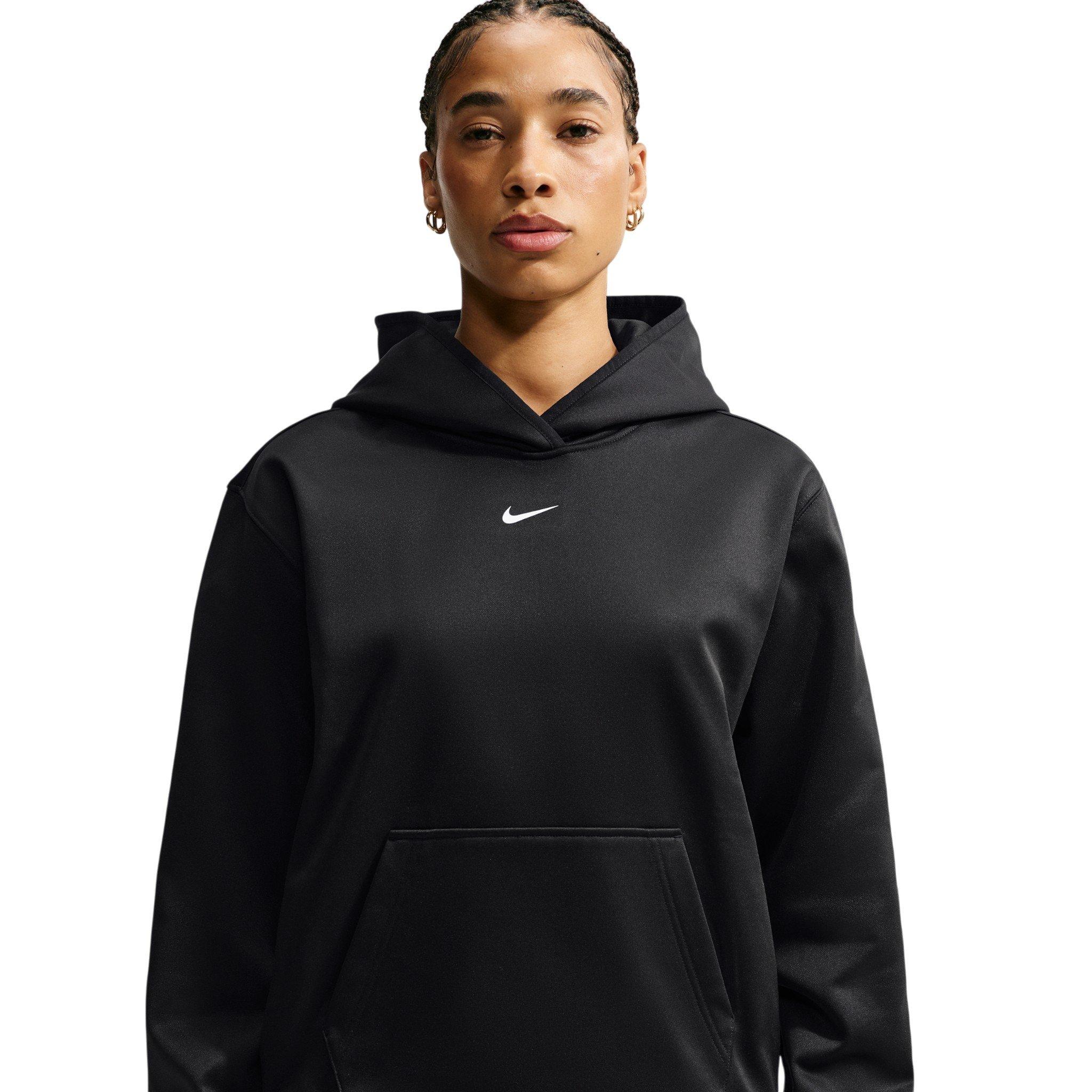 Nike Women's Studio Fleece Sport Therma-FIT Pullover Hoodie - Black - BLACK Thumbnail View 3