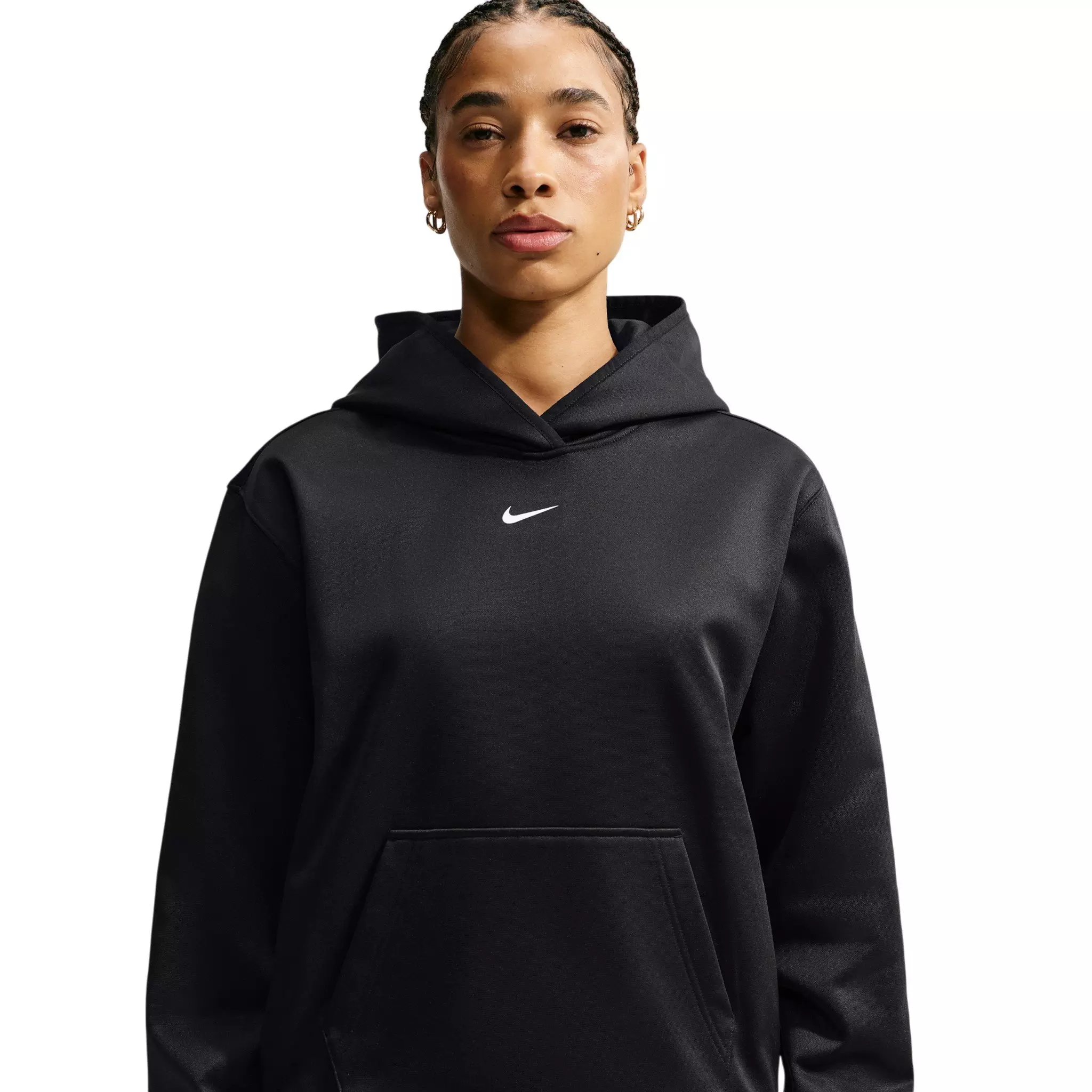 Nike Women's Studio Fleece Sport Therma-FIT Pullover Hoodie - Black - BLACK