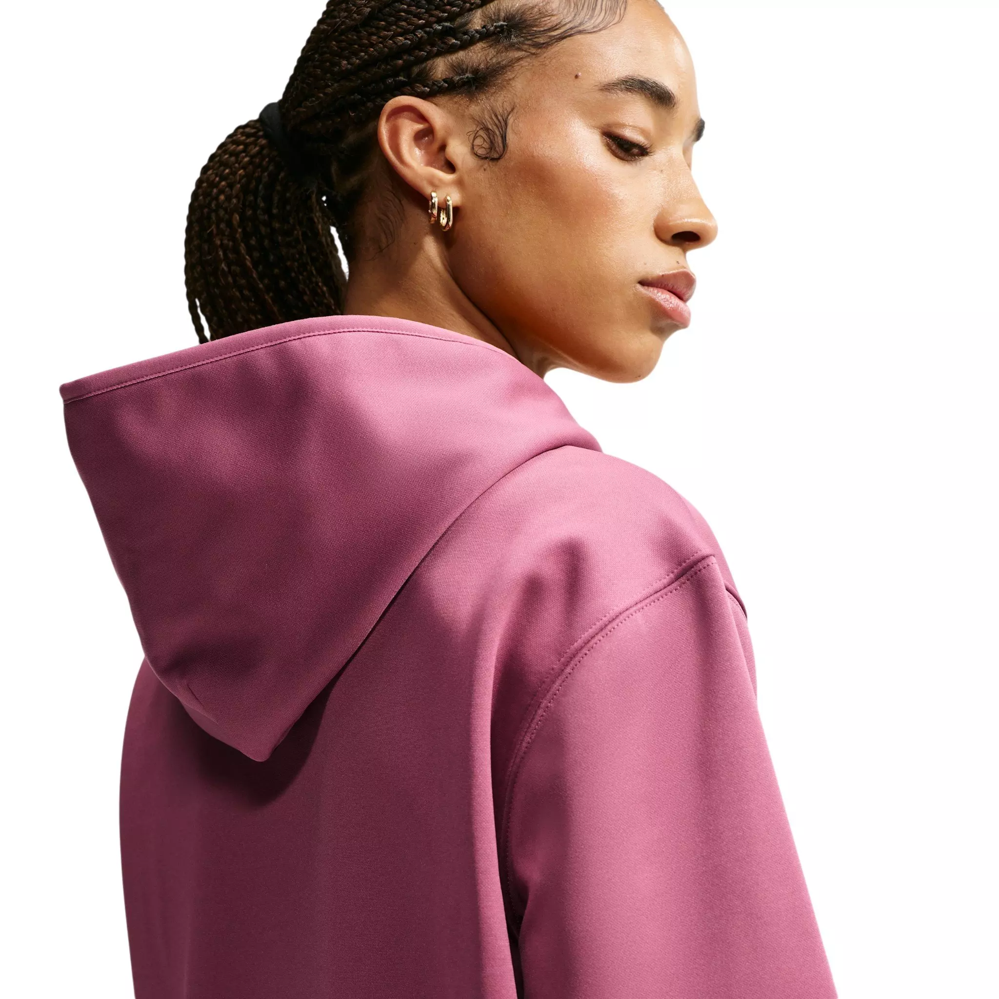 Nike Women's Studio Fleece Sport Therma-FIT Pullover Hoodie - Pink - PINK