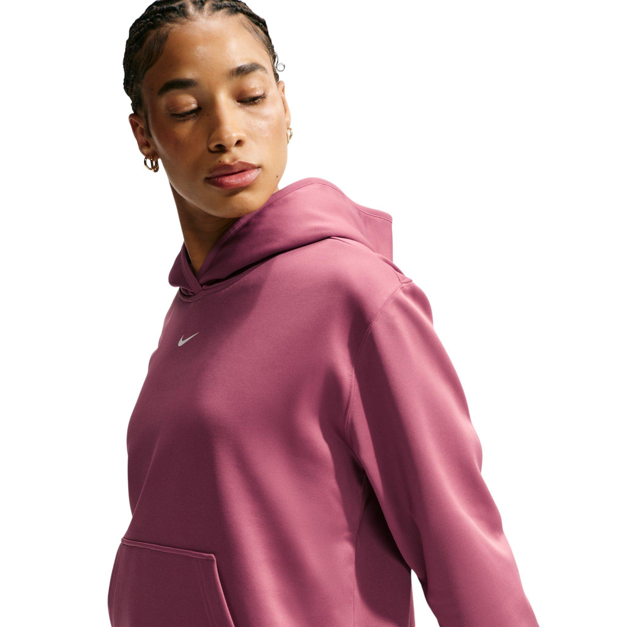 Nike Women's Studio Fleece Sport Therma-FIT Pullover Hoodie - Pink - PINK Thumbnail View 3