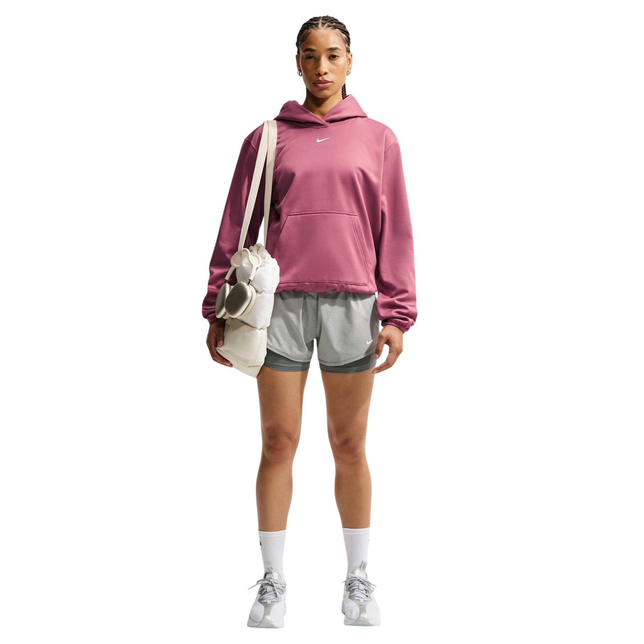 Nike Women's Studio Fleece Sport Therma-FIT Pullover Hoodie - Pink - PINK Thumbnail View 4