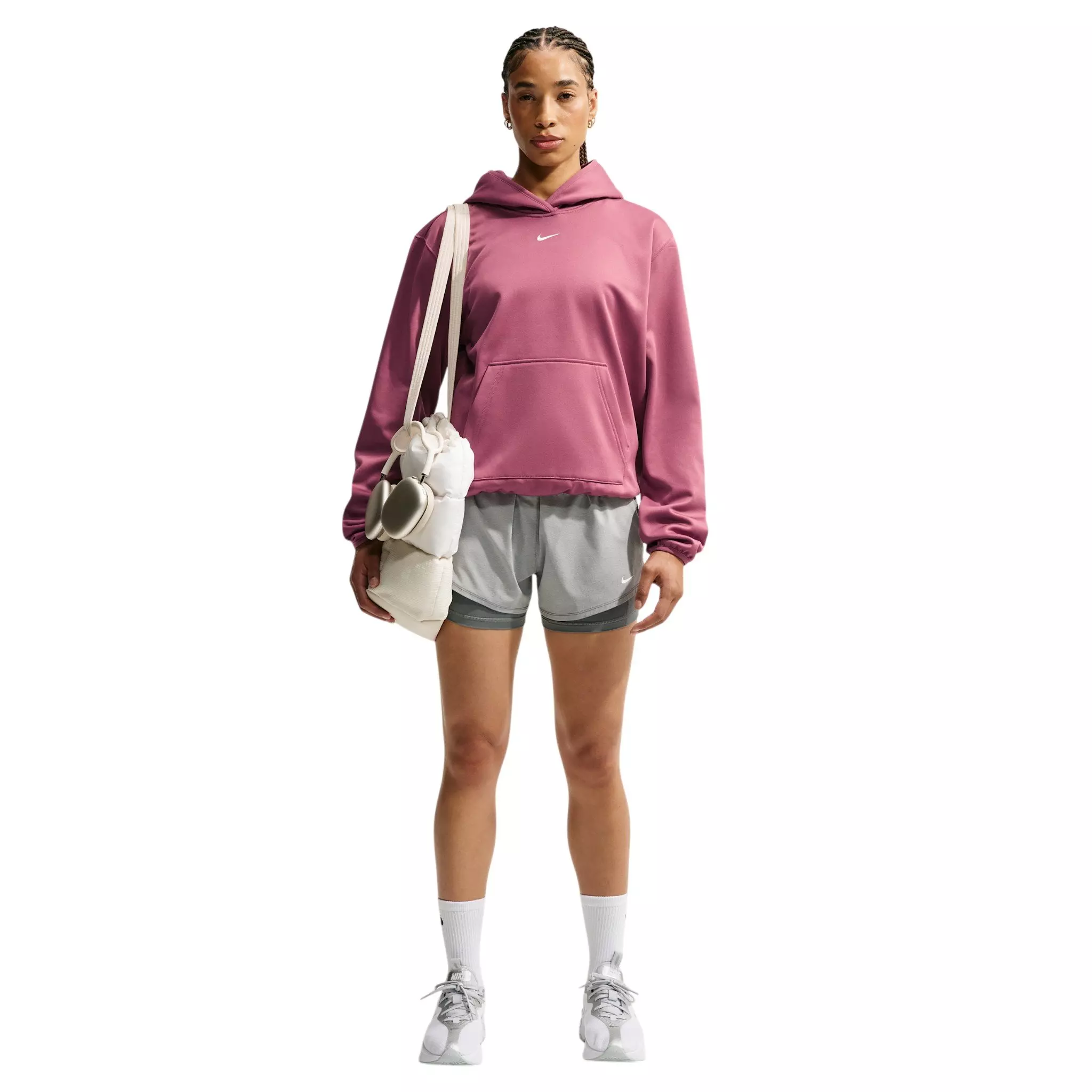 Nike Women's Studio Fleece Sport Therma-FIT Pullover Hoodie - Pink - PINK