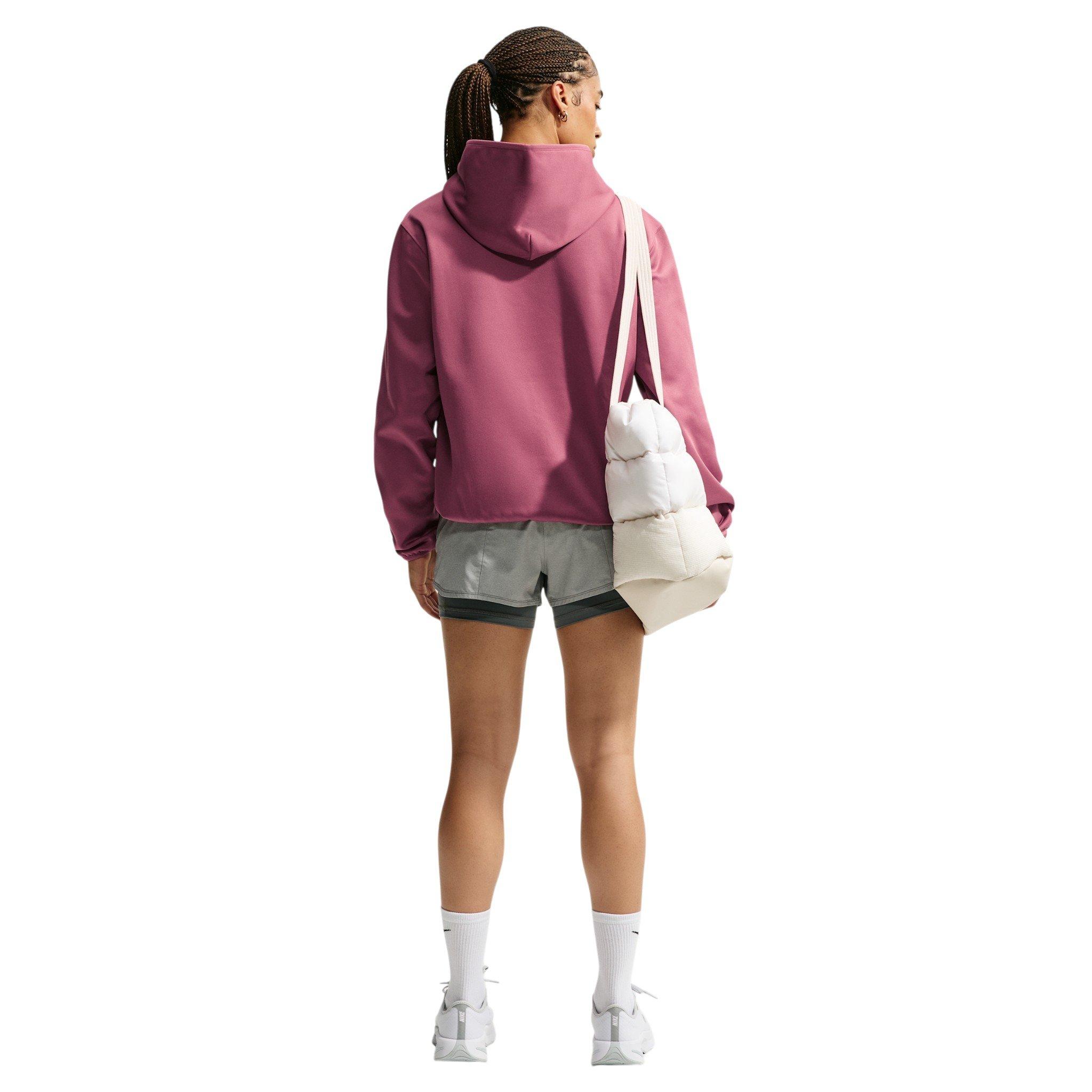 Nike Women's Studio Fleece Sport Therma-FIT Pullover Hoodie - Pink - PINK Thumbnail View 5