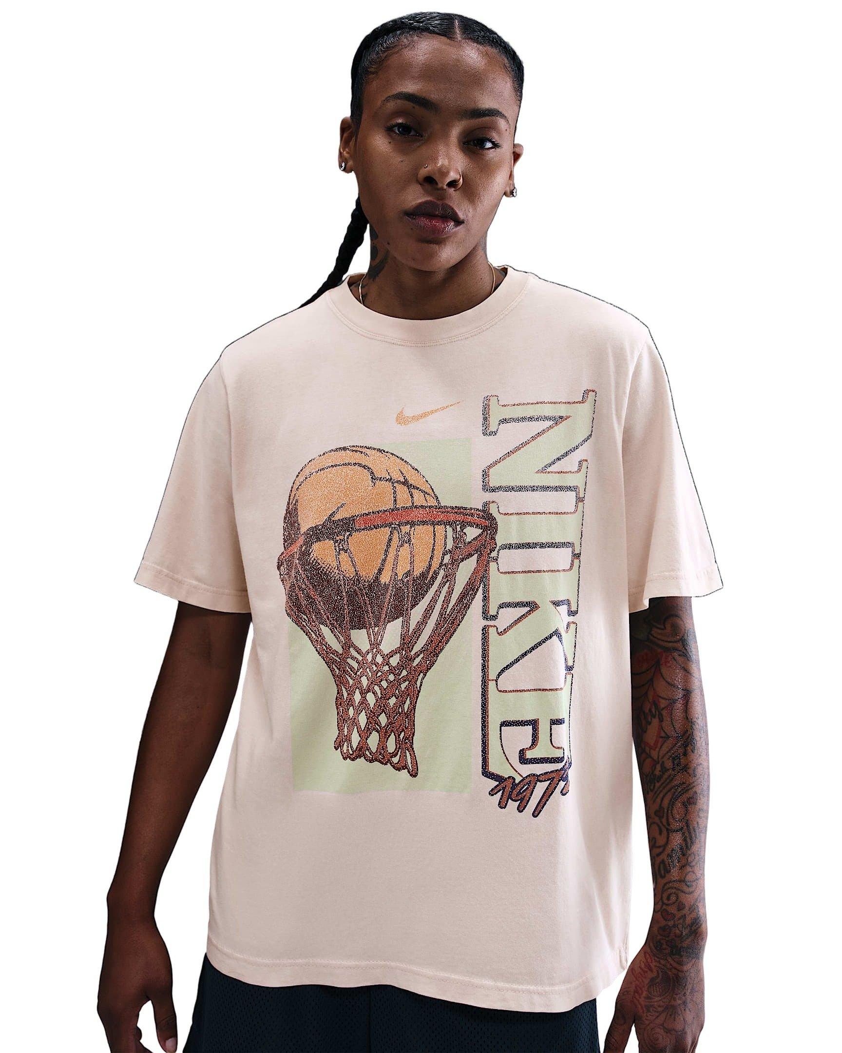 Nike Women's Vintage Basketball Printed Crew Neck - Light Pink