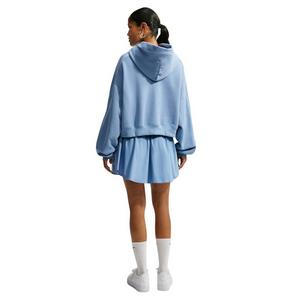 Nike Women's Studio Fleece Medium Weight Cropped Scalloped Pullover Hoodie - Blue - BLUE