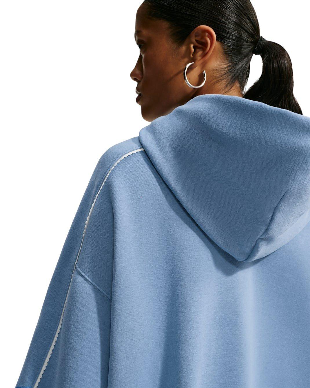 Nike Women's Studio Fleece Medium Weight Cropped Scalloped Pullover Hoodie - Blue - BLUE