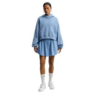 Nike Women's Studio Fleece Medium Weight Cropped Scalloped Pullover Hoodie - Blue - BLUE