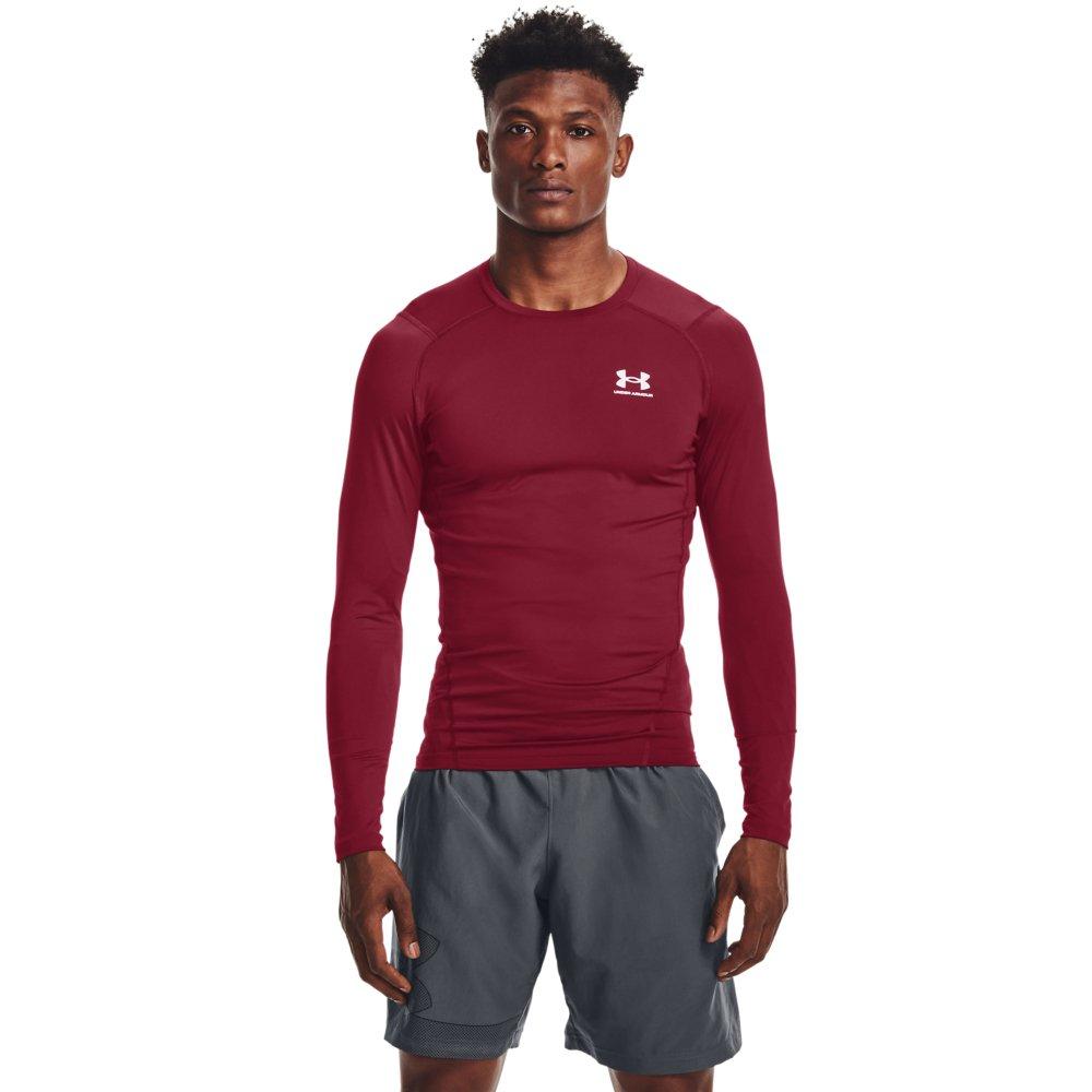 Under Armour Men's HeatGear Armour Long Sleeve Shirt - Red/White - RED/WHITE Thumbnail View 1