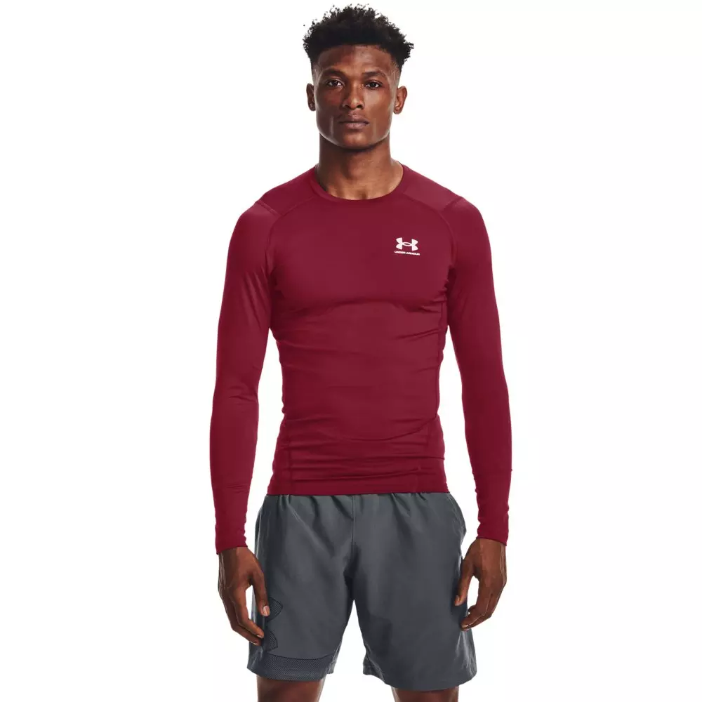 Under Armour Men's HeatGear Armour Long Sleeve Shirt - Red/White - Hibbett