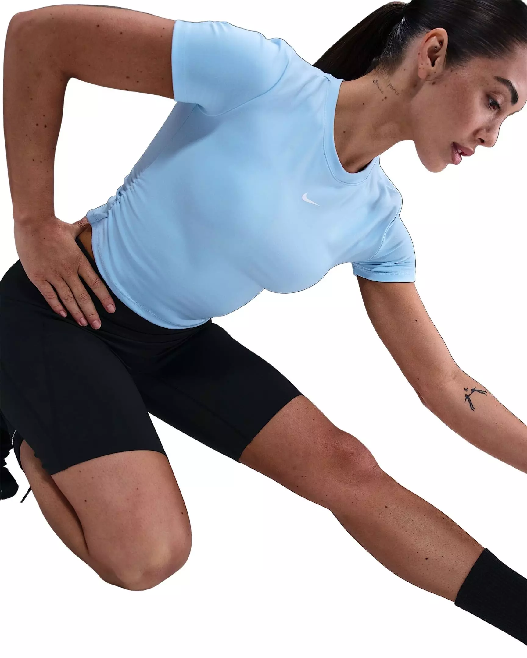 Nike Women's One Dri-FIT Short-Sleeve Top -Lt Blue - LT BLUE