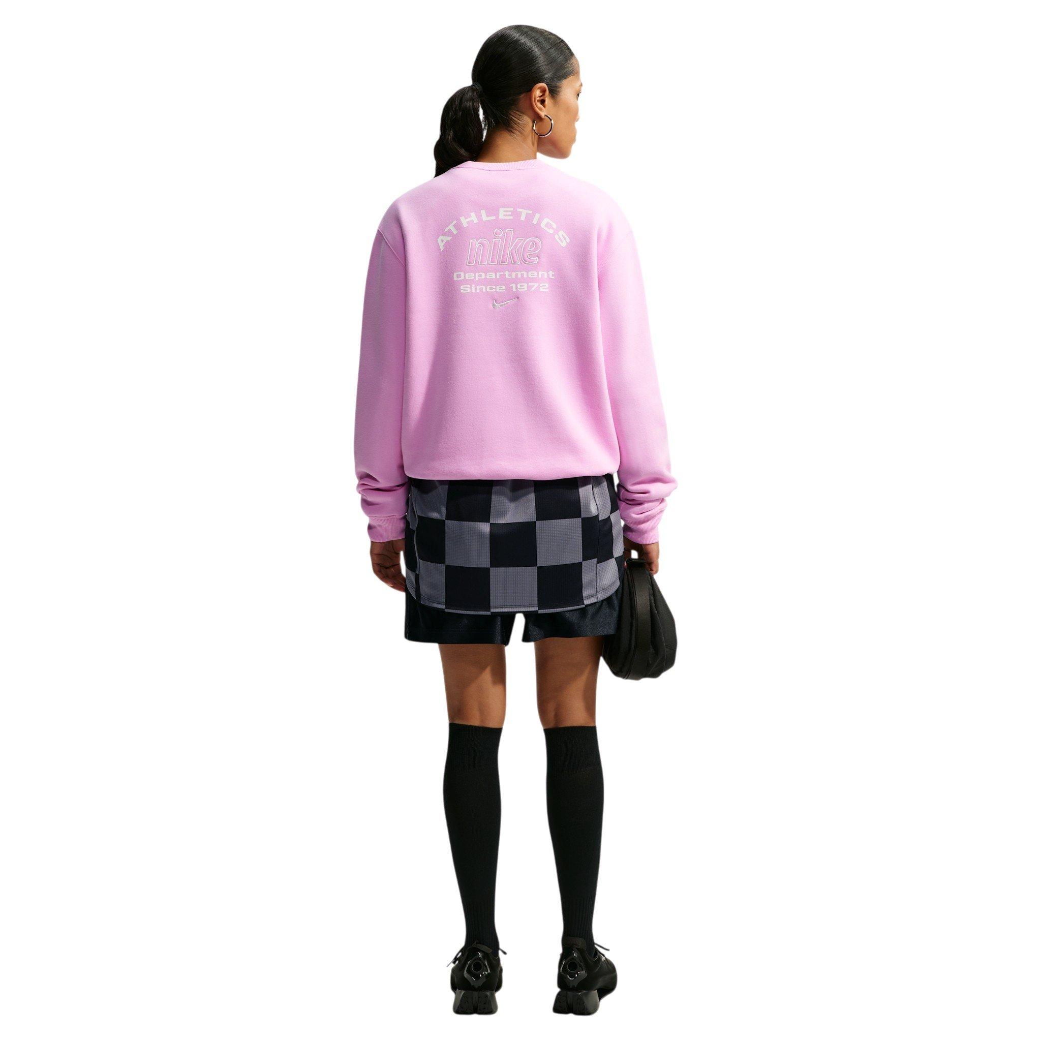 Nike Women's Studio Fleece Med Weight "Graphic Pack" "Athletic Dept" Crew - Pink - PINK